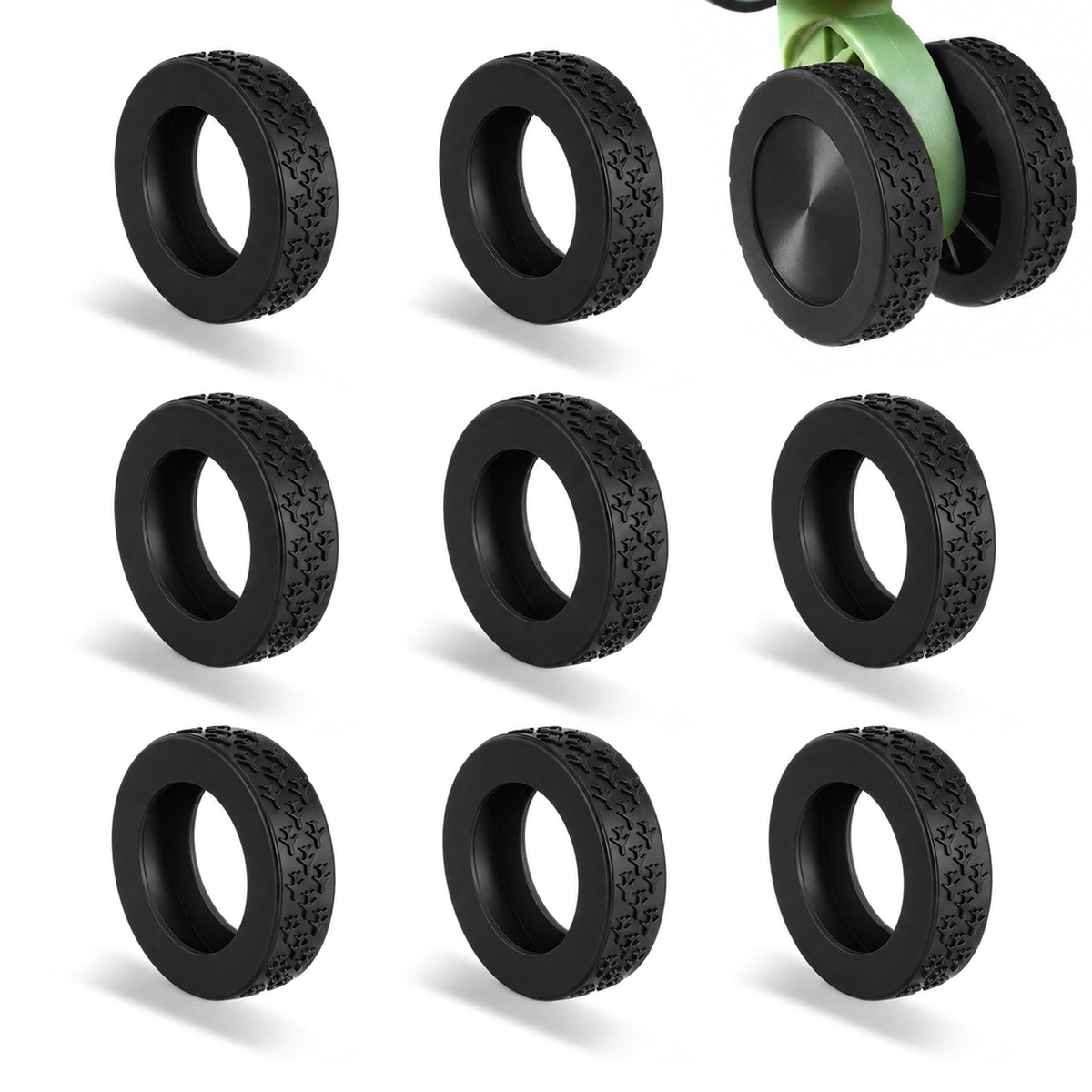 Wanmu 8Pcs Luggage Wheels Covers Wheel Protective Covers Balck