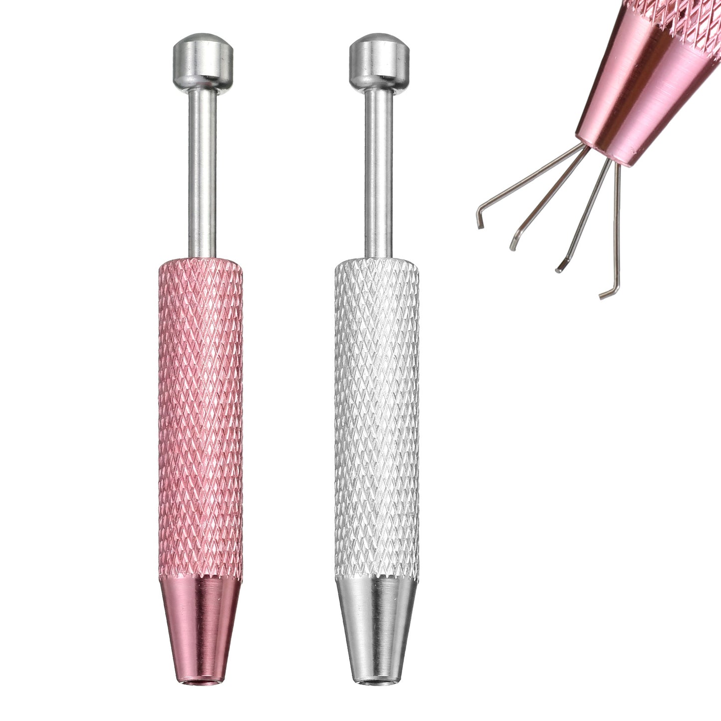 Qianyu 2Pcs Piercing Taper Ball Grabber Tool for Changing Jewelry, Stainless Steel Flat Back Earrings Applicator Guide Needle Tool Assistant Body Piercing Push Pin Kit Gem Tweezer for Nose Lip Eyebrow