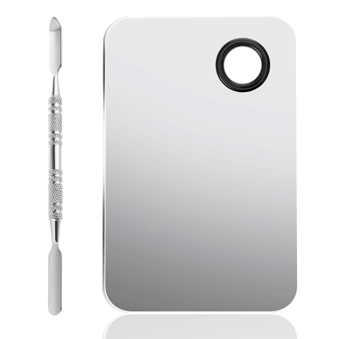 Sibba Makeup Palette Cosmetic Mixing Palette Stainless Steel Foundation Palette with Spatula Artist Tool Professional Nail Art Palette for Salon Home Beauty Cream Mixing Silver