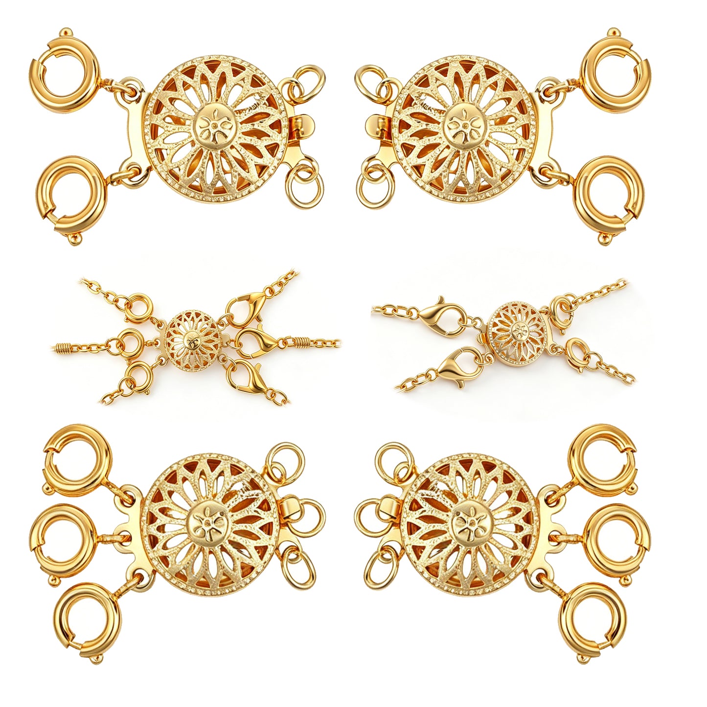 4 Pcs Necklace Layering Clasp Chain Extenders for Necklaces Gold Multi Necklace Clasp Necklaces Separator Clasps Connectors for Jewelry Closures Chain Extender Layered Look Women