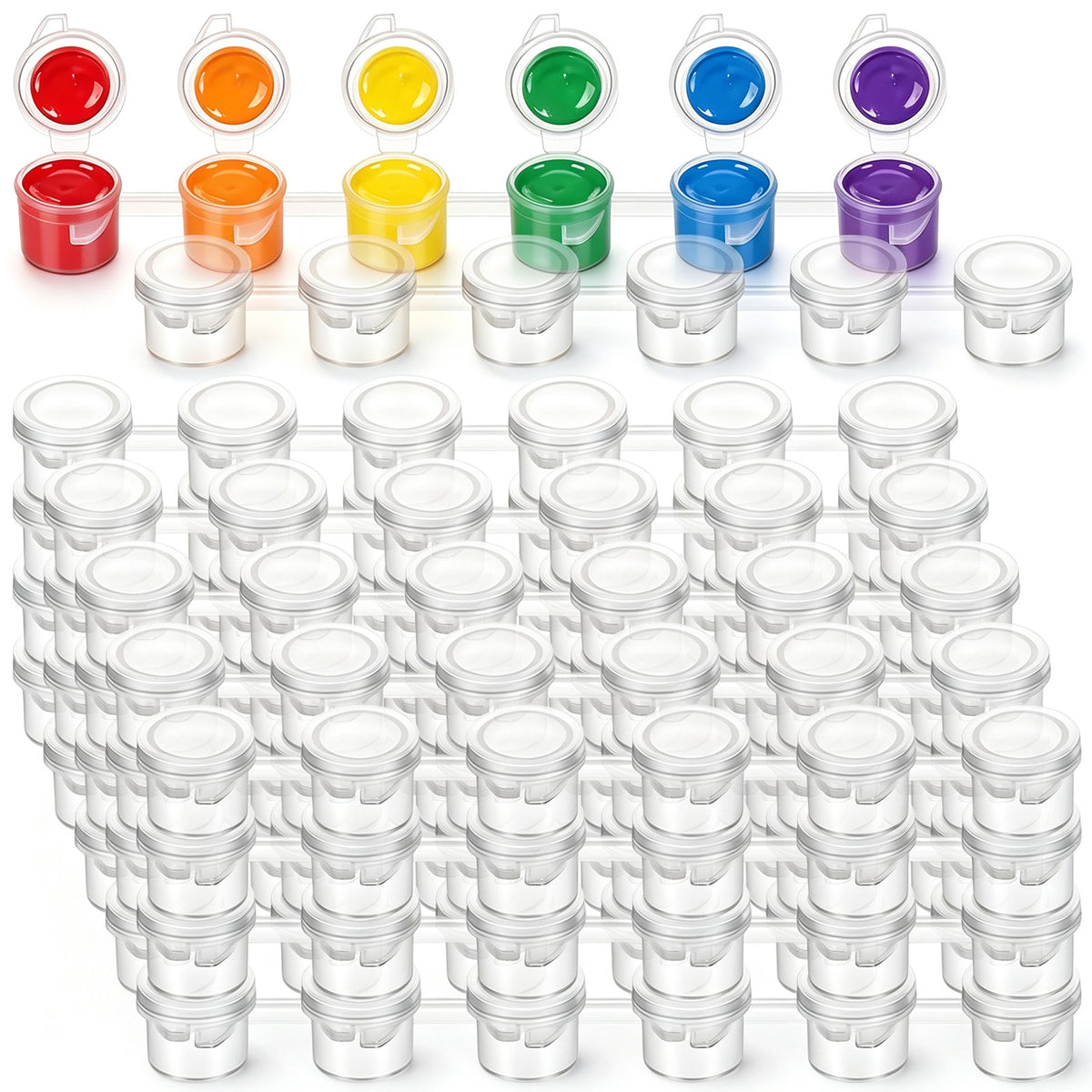 Heclia 120 Pcs Empty Paint Pots with Lids Mini Paint Cups Strips