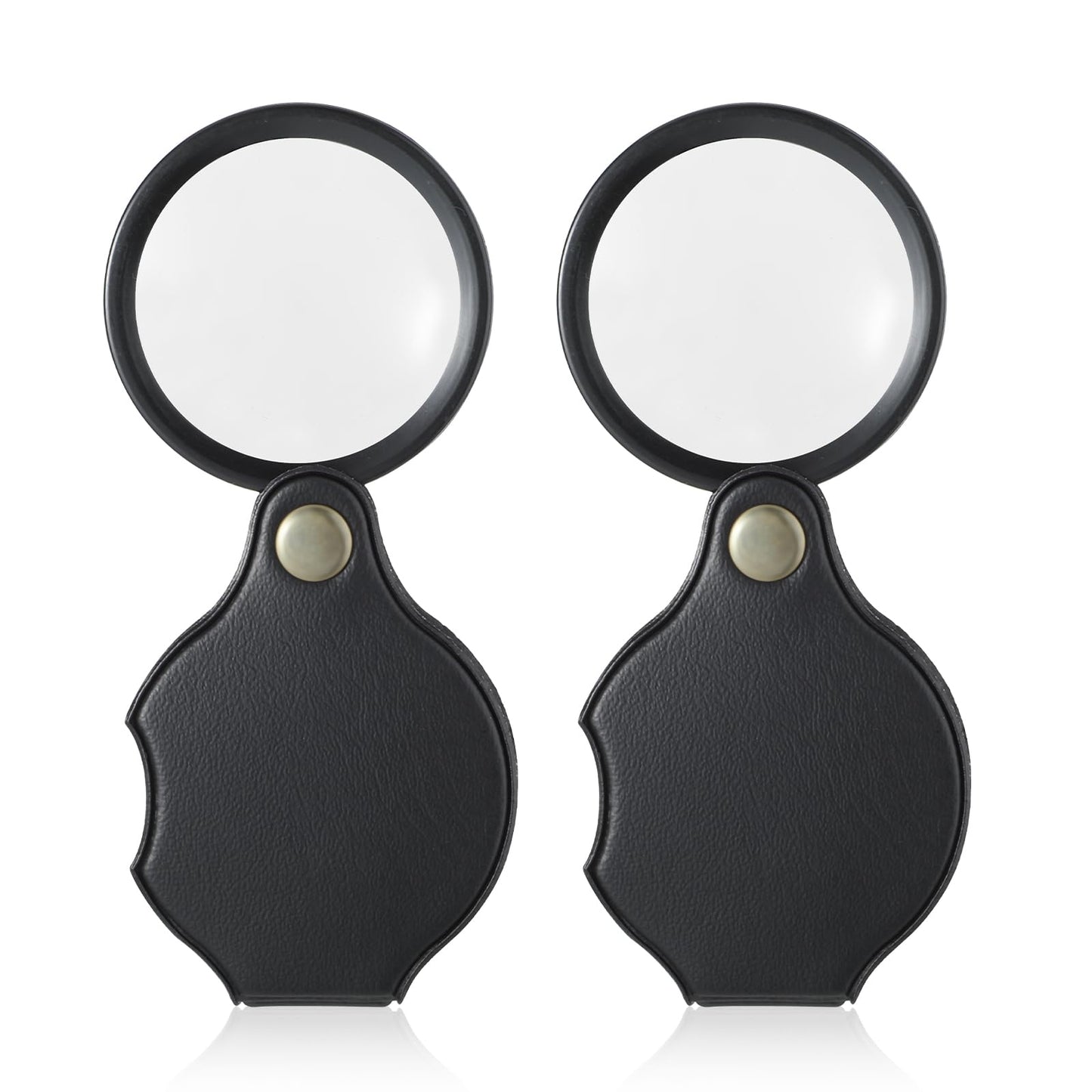 Dimeho 2 Pcs Small Magnifying Glass 10X Mini Pocket Magnify Glass Portable Folding Magnifier with Rotating Protective Holster Sheath for Reading Close Work Newspaper Book Magazine Jewelry Repairing