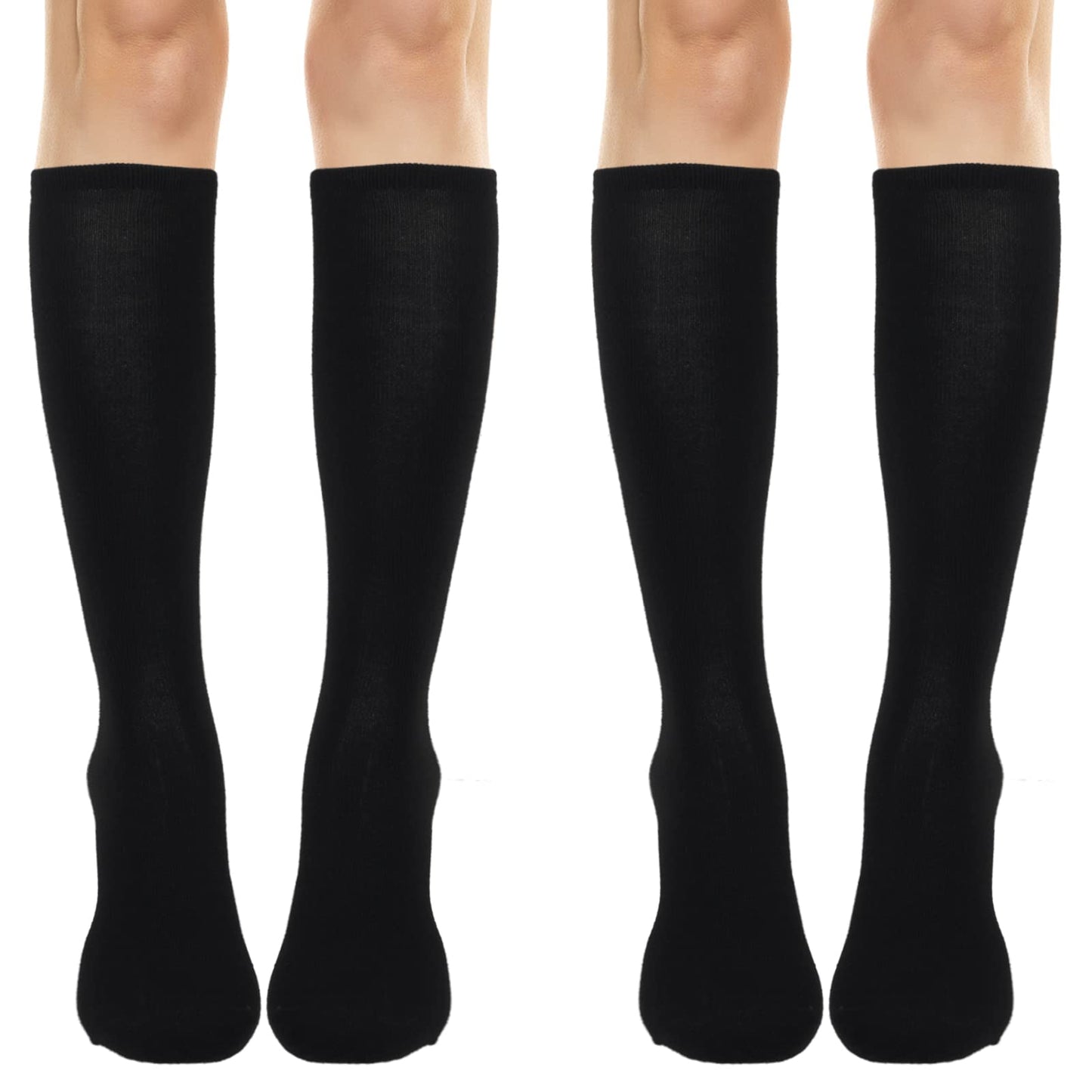 Sibba 2 Pair Womens Cotton High Socks Winter Thermal Boot Top Long Socks Causal Soild Stripe Tube Socks for Ski Snowboarding Hiking