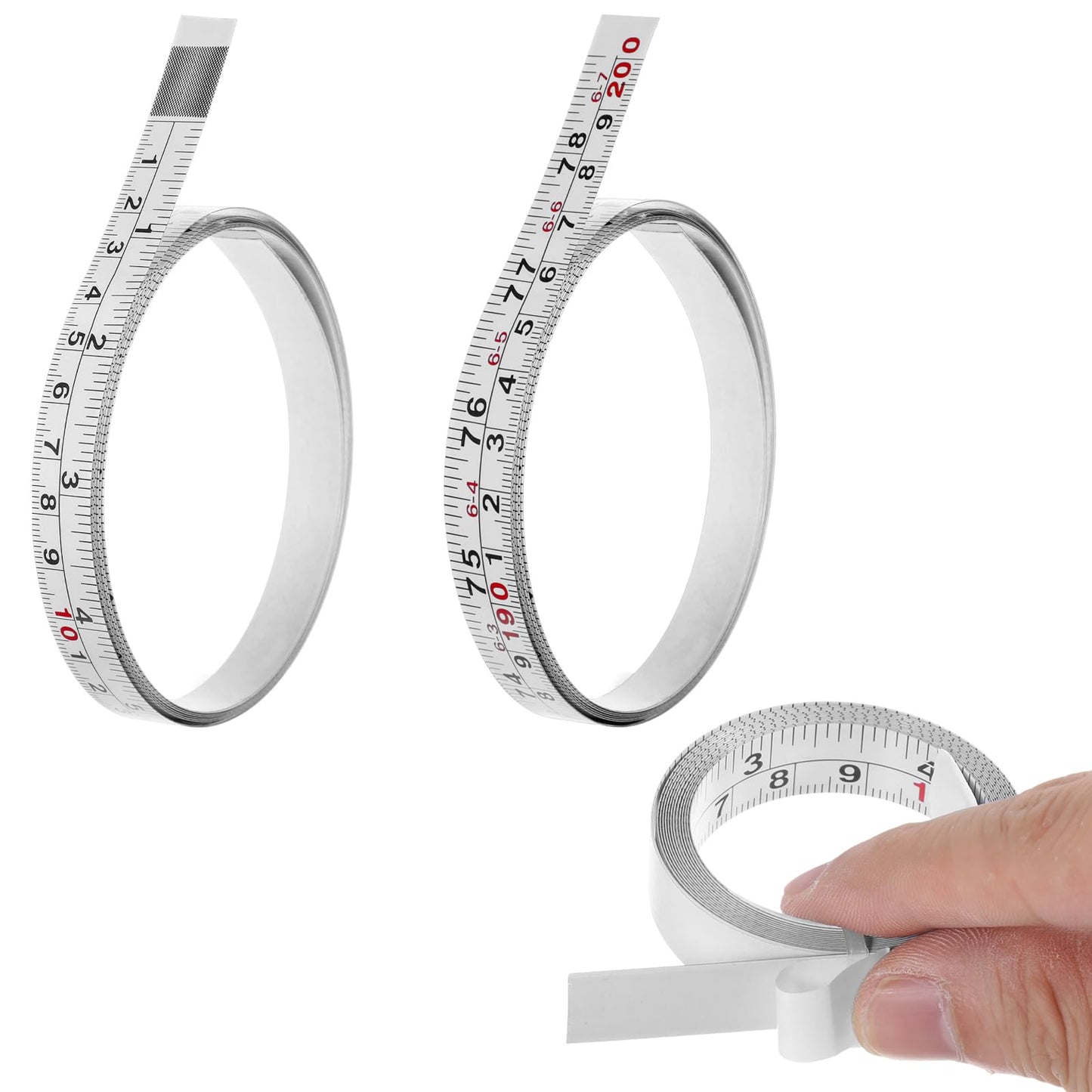 Wanmu 2 Pcs Self Centering Tape Measure, 78 Inch or 200cm Imperial and Metric Scale Self-Adhesive Fastcap Tape Measure, Left and Right Reading Measurement Tape for Woodworking, Drafting Table