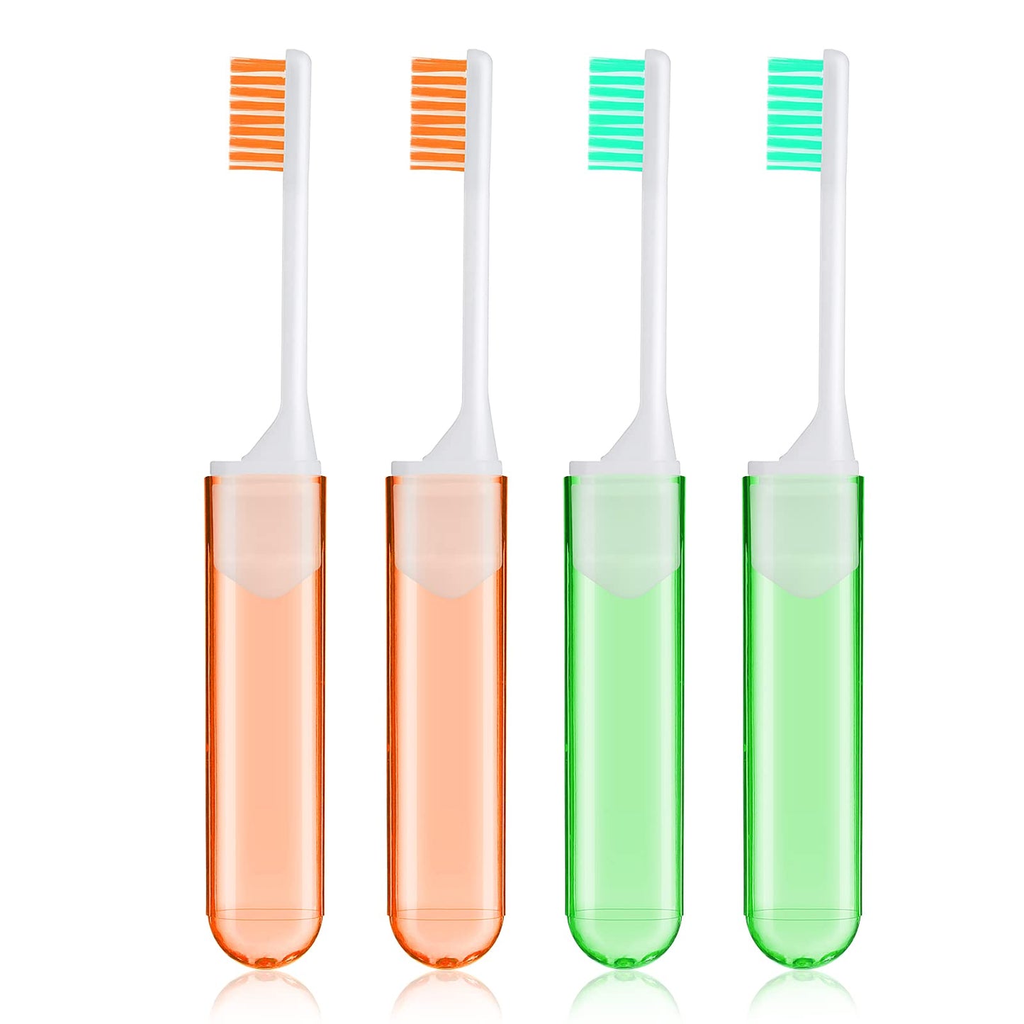 Sibba Soft Bristles Toothbrush Kit 4 Packs Mini Small Size Finger Folding Manual Toothbrushes for Fragile Gums Orthodontic Braces Dental Care Adult Kid Portable Case for Camping Travel