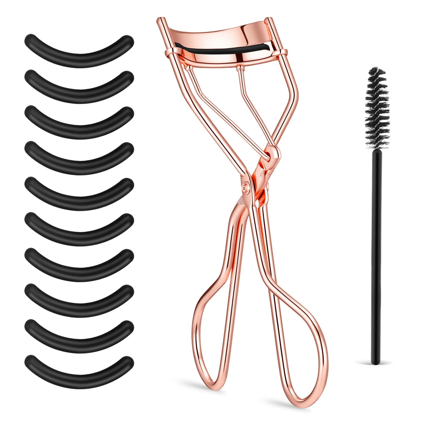QFGasre Eyelash Curler Lash Curler with 10 Replacement Refill Pads Built-in Comb Professional Makeup Tool for Eyelashes Superior Curling Portable Metal Eyelash Curlers Lasting Curl Eyelashes Brush
