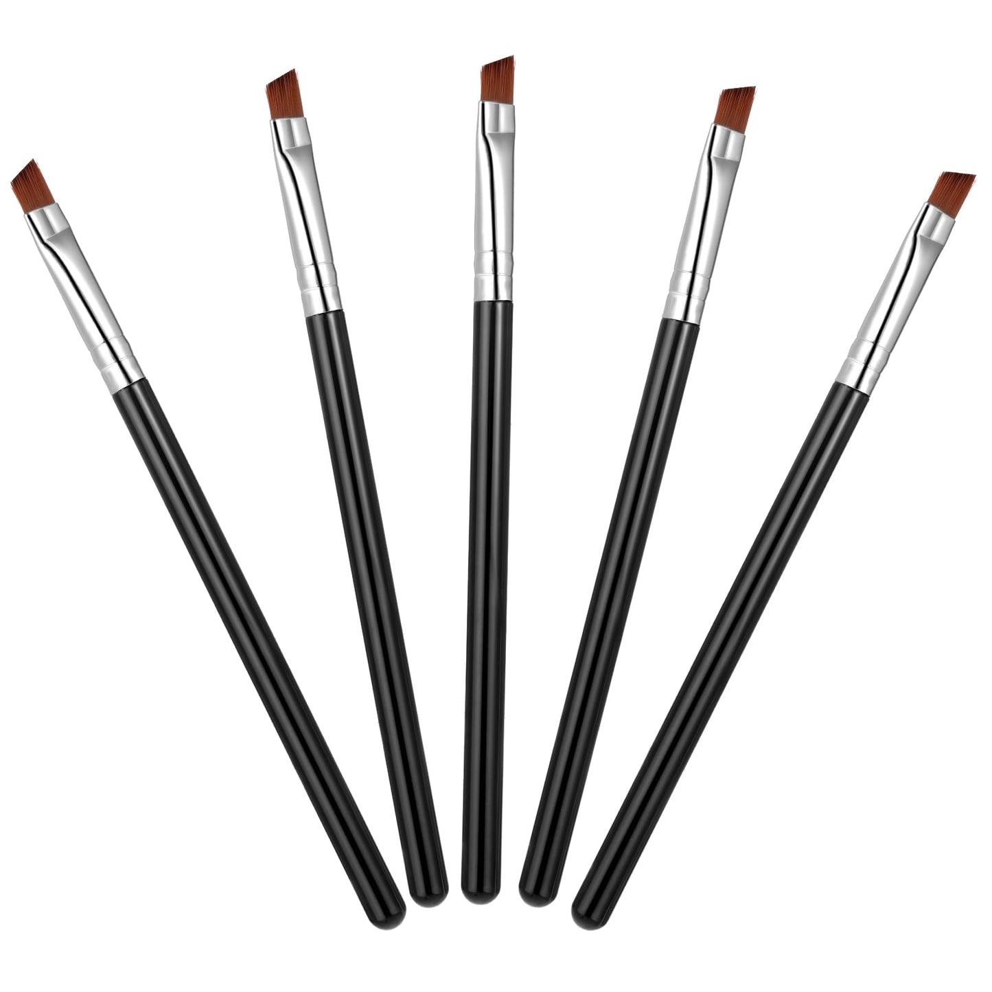 Dimeho 5Pcs Eyeliner Brush Fine Angled Ultra Thin Slanted Flat Angle Eyebrow and Liner Brush Precision Eye Makeup Brushes with Ergonomic Handle Premium Synthetic Bristles for Powders Gel Cream Liquid