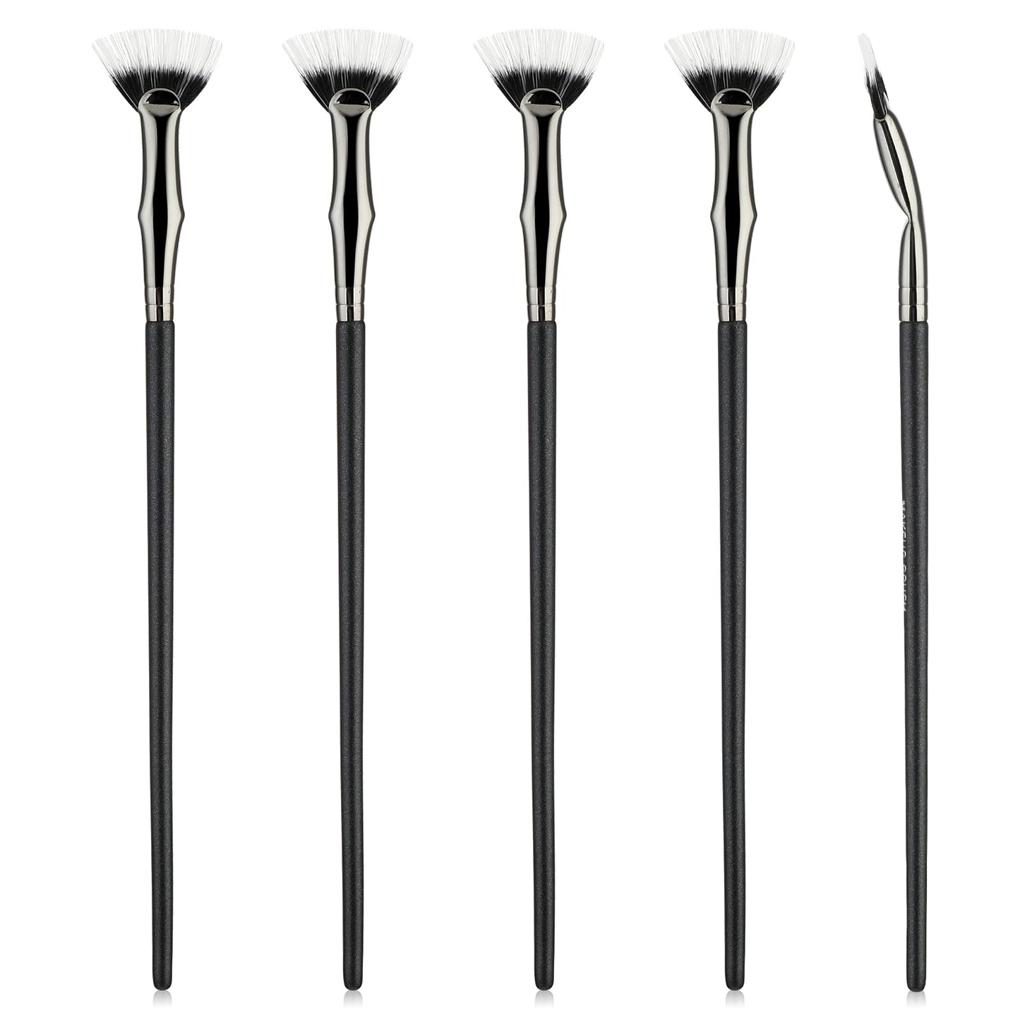 3Pcs Folding Angle Scalloped Lash Brush Angled Fan Shaped Eyebrow Brush Lashes Wand Brush Eyelashes Comb Separator Multifunctional Makeup Tool for Natural Lifted Effects (Black-5PCS)
