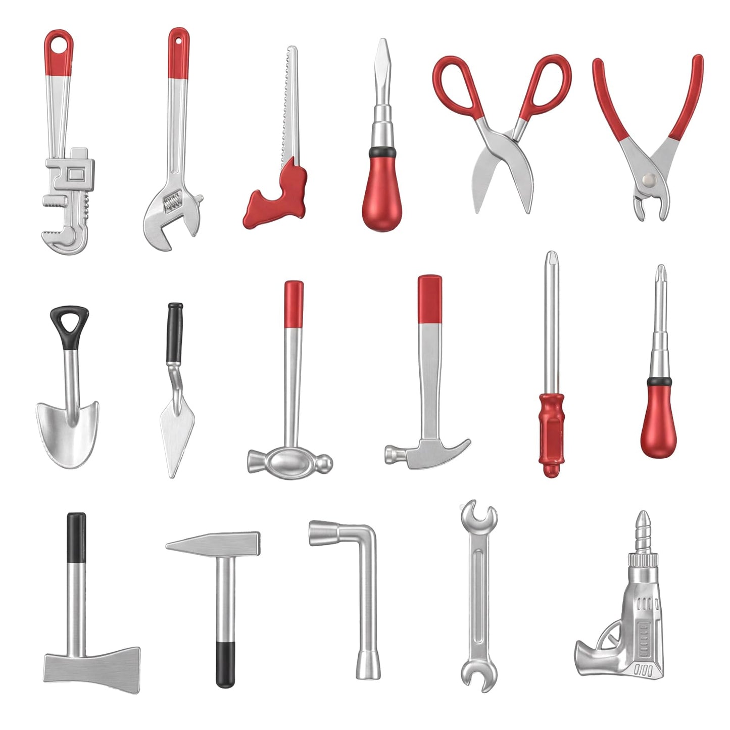 Qianyu 17 Pcs Miniature Doll House Tools 1:12 Metal Home Repair Multi-Tool Model Fun Party Dollhouse Decoration Accessories Mini Yard Creative Pretend Supplies for DIY Craft Home