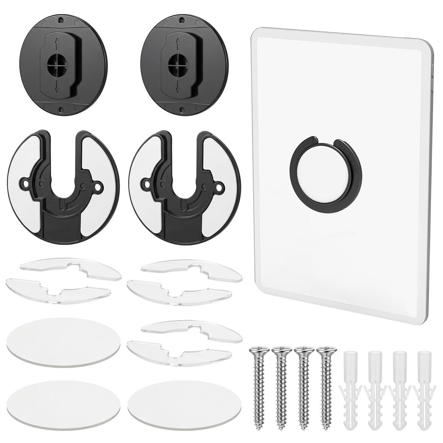 Qianyu 2 Pcs Tablet Wall Mount 90 Degrees Adjustable Rotating Tablet Holder Universal Sturdy Kitchen Wall Mount Compatible with Most Phones Tablets Devices