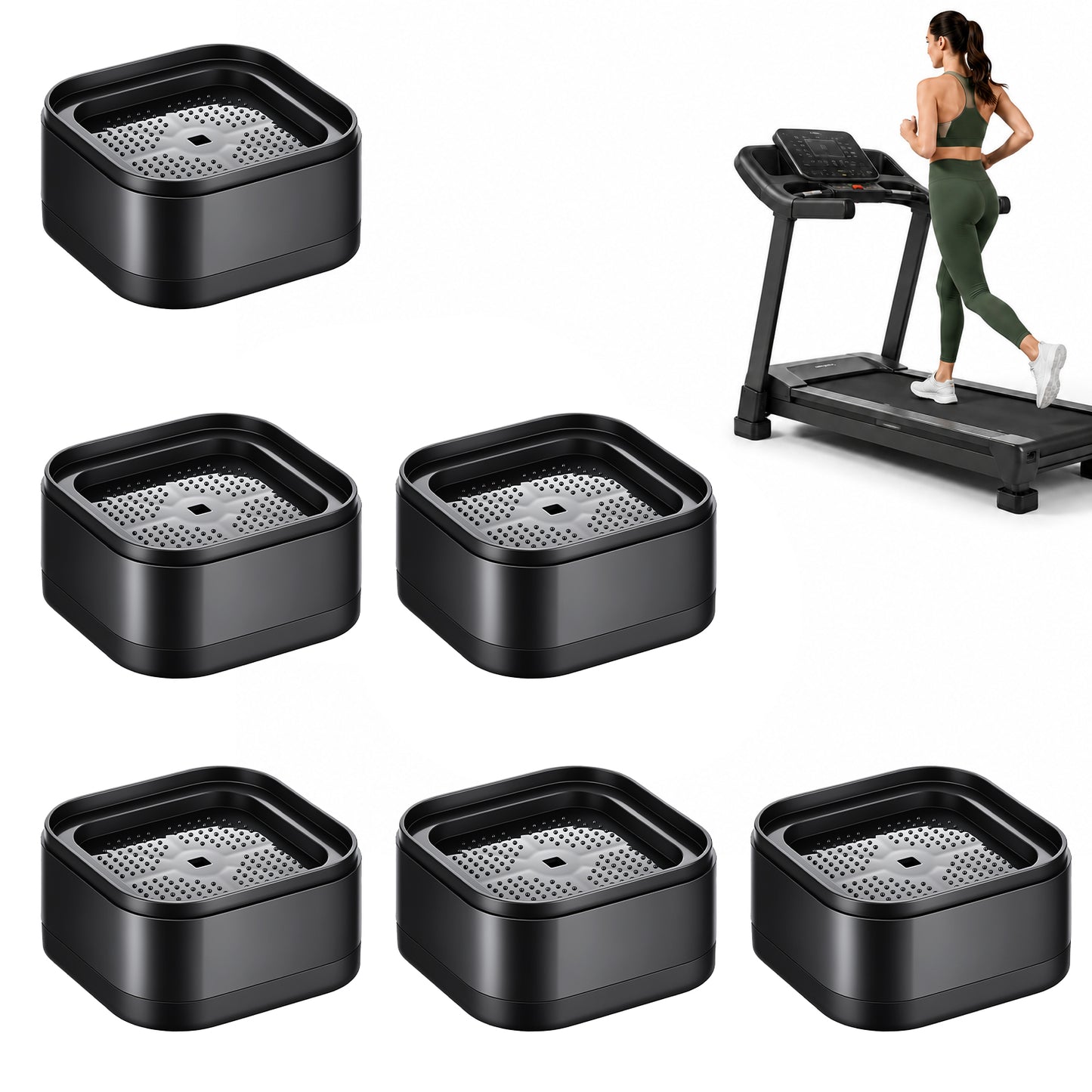 Heclia 6Pcs Treadmill Incline Riser Block Stackable Treadmill Incline Block Anti Slip Furniture Risers Height Adjustment Cushion Adjustable Height Pad Universal Leveling Mat for Gym Fitness Enthusiast