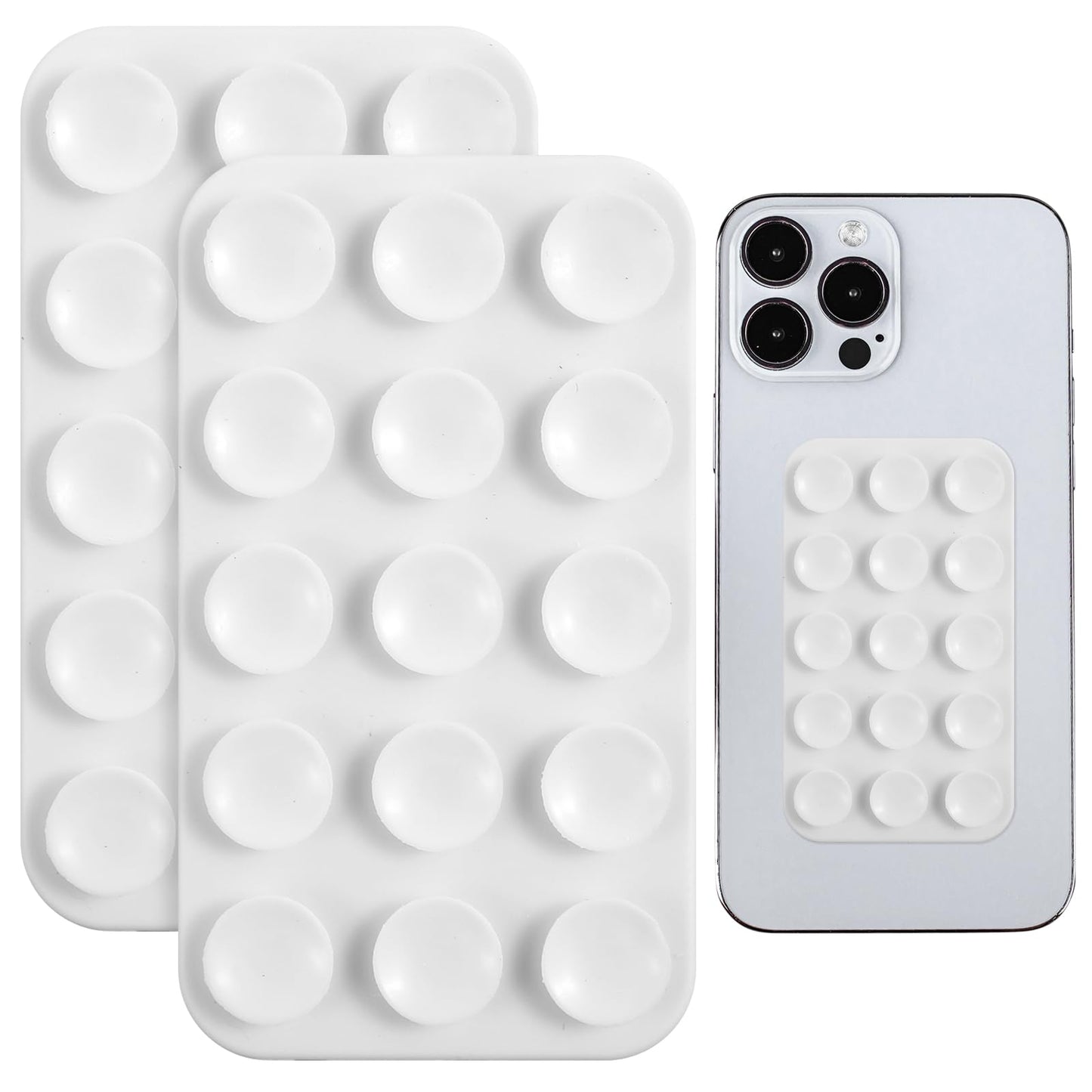 COMNICO 2PCS Silicone Suction Phone Case Adhesive Mount, Strong Sticky Phone Grip Holder Hands-Free Phone Stand Phone Accessories, Compatible with Phone Android Tiktok Videos Selfies (White)