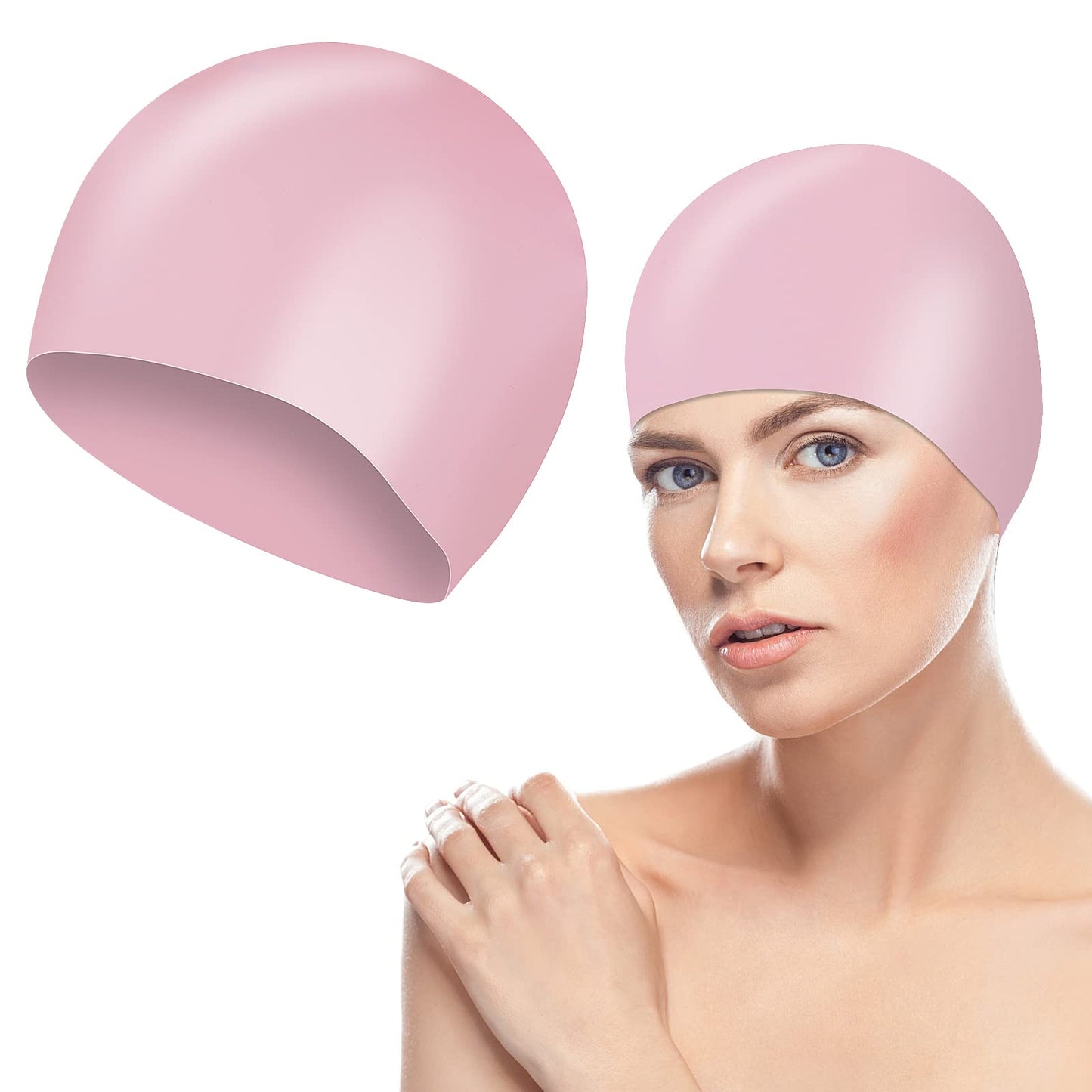 Sibba 1PC Large Swim Cap Swimming for Braids Locs Dreadlocks Dreads Non-Slip Silicone Short Long Hair Pool Swimmers Waterproof Fabric Cloth Bath Shower Hats Adult Men Women Keep Hairstyle (pink)