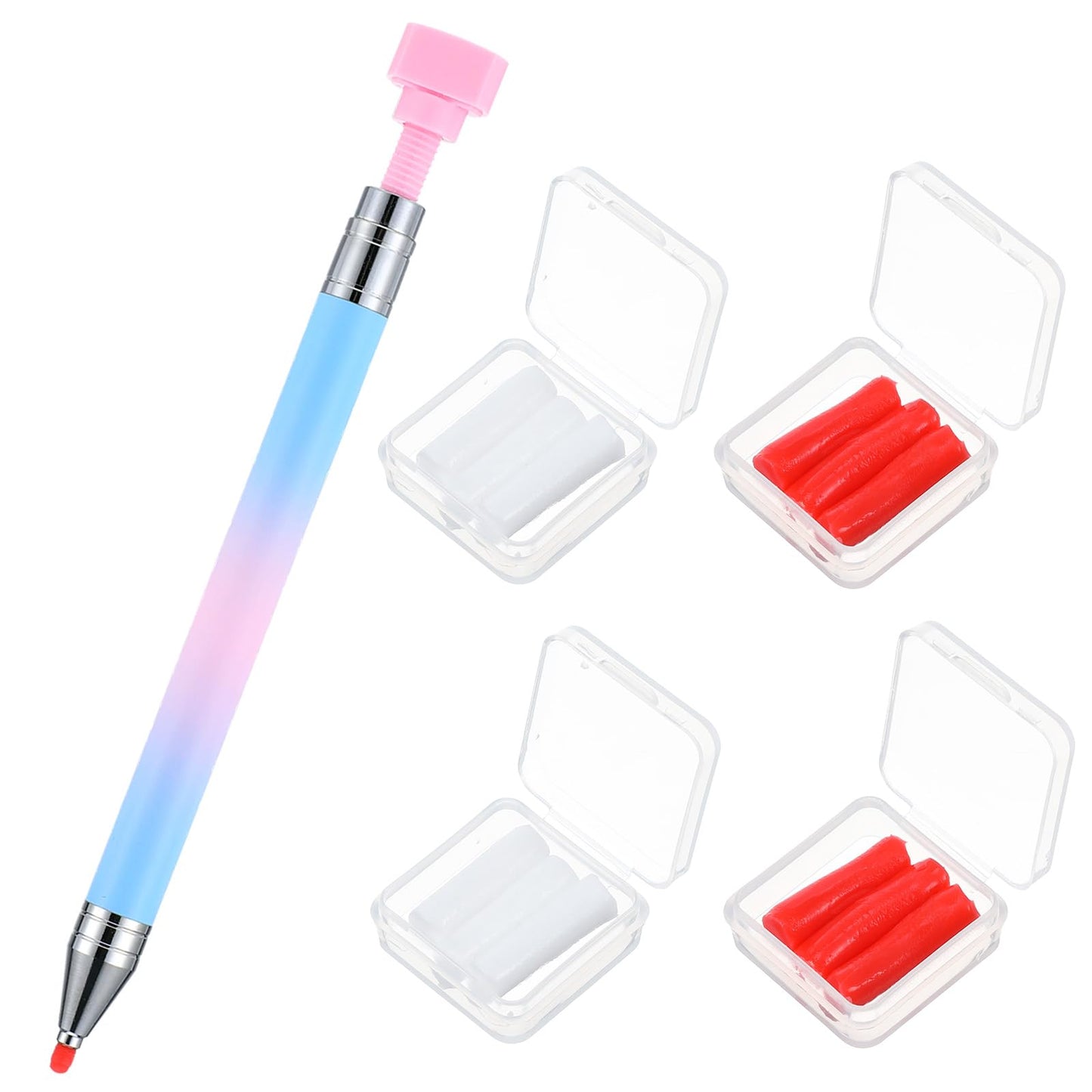 KFHENSOMR Rhinestone Picker Wax Pen Rhinestone Picker Tool Automatic Refillable Wax Pen Diamond Art Painting Pens with 12 Additional Waxs Refills, Rhinestones Pickup Tool for Nail and Diamond Paint Ar