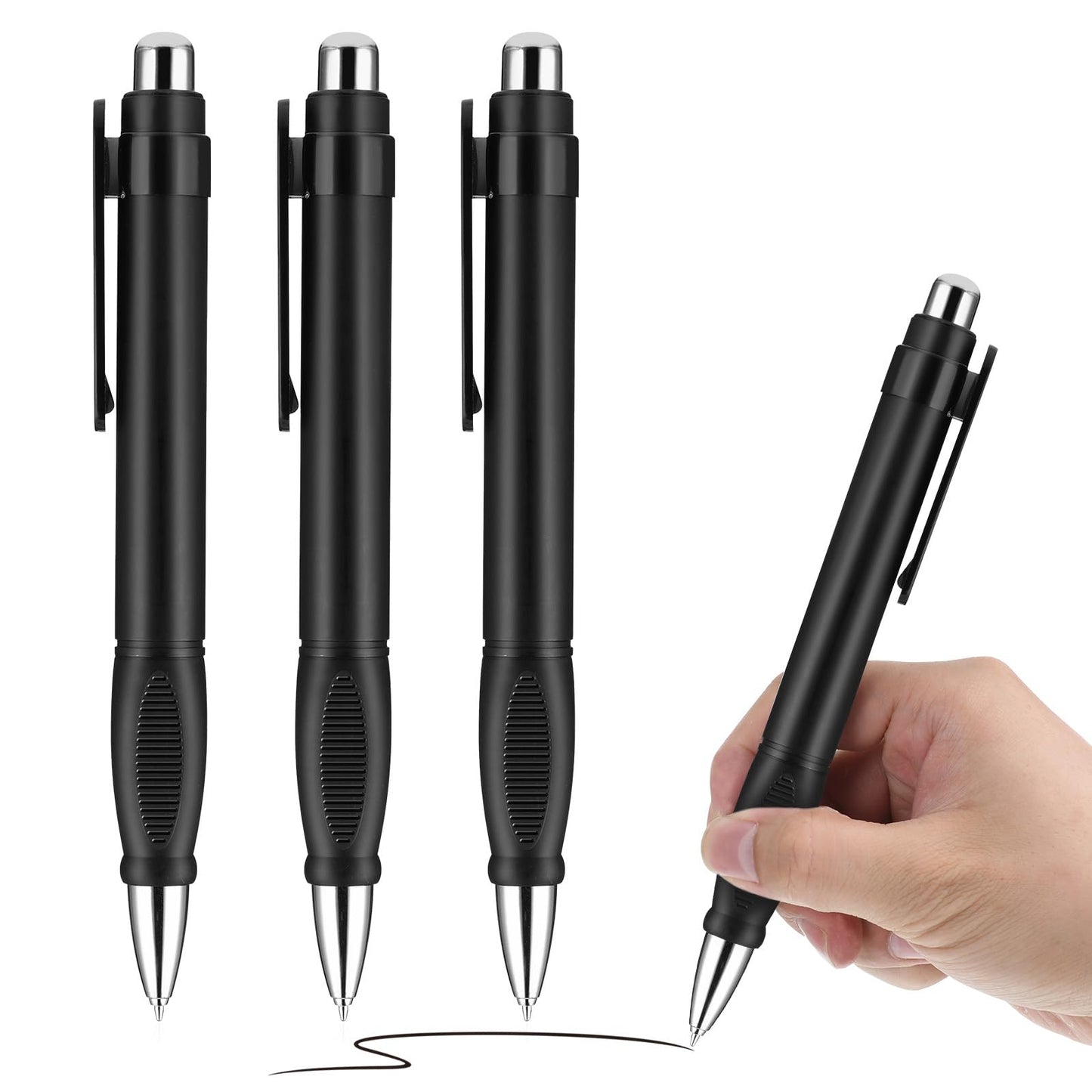 YBEATY 3PCS Big Fat Pens Easy Grip Enhanced Writing Stability Black Fat Ball Point Heavy Oversized Weighted Pens with Comfortable Sleeves for Arthritis and Elderly Tremor Arthritis