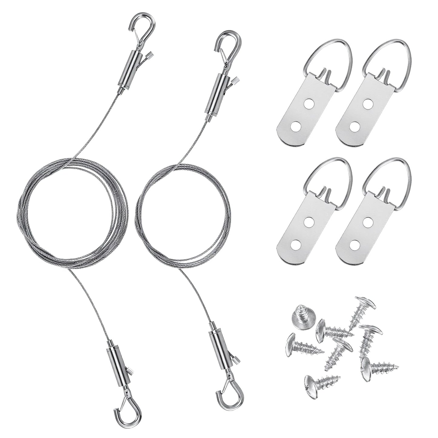 YBEATY 2 Pieces Heavy Duty Picture Hanging Wire Adjustable Hooks Mirror Frame Set Stainless Steel Rope Wire Rope Picture Wire Hanging Kit Steel Rope for Pictures Mirrors Frames Lamps Advertising