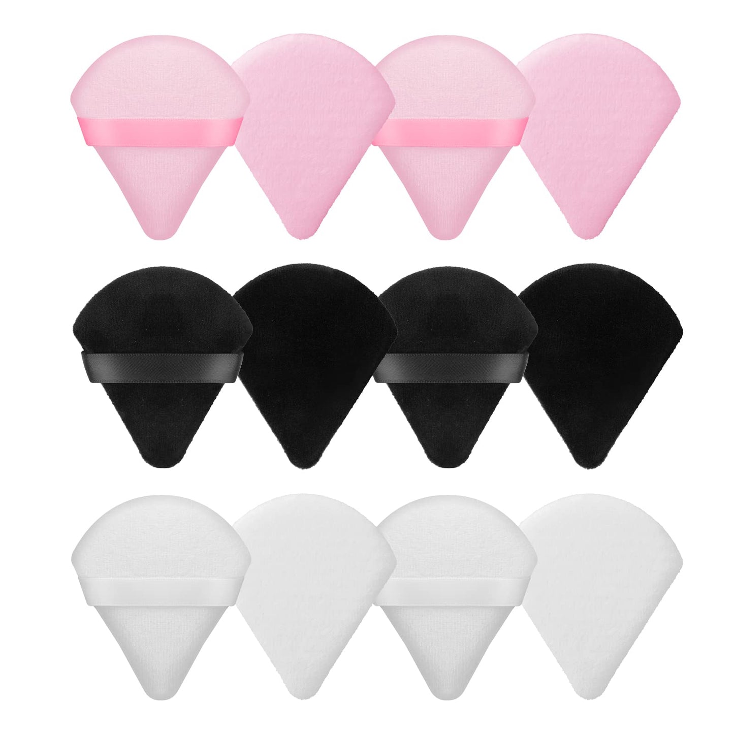 Sibba 12 Pieces Powder Puffs Triangle Cosmetic Powder Puff Washable Reusable Soft Plush Powder Sponge Makeup Foundation Sponge for Face Body Loose Powder Wet Dry Makeup Tool
