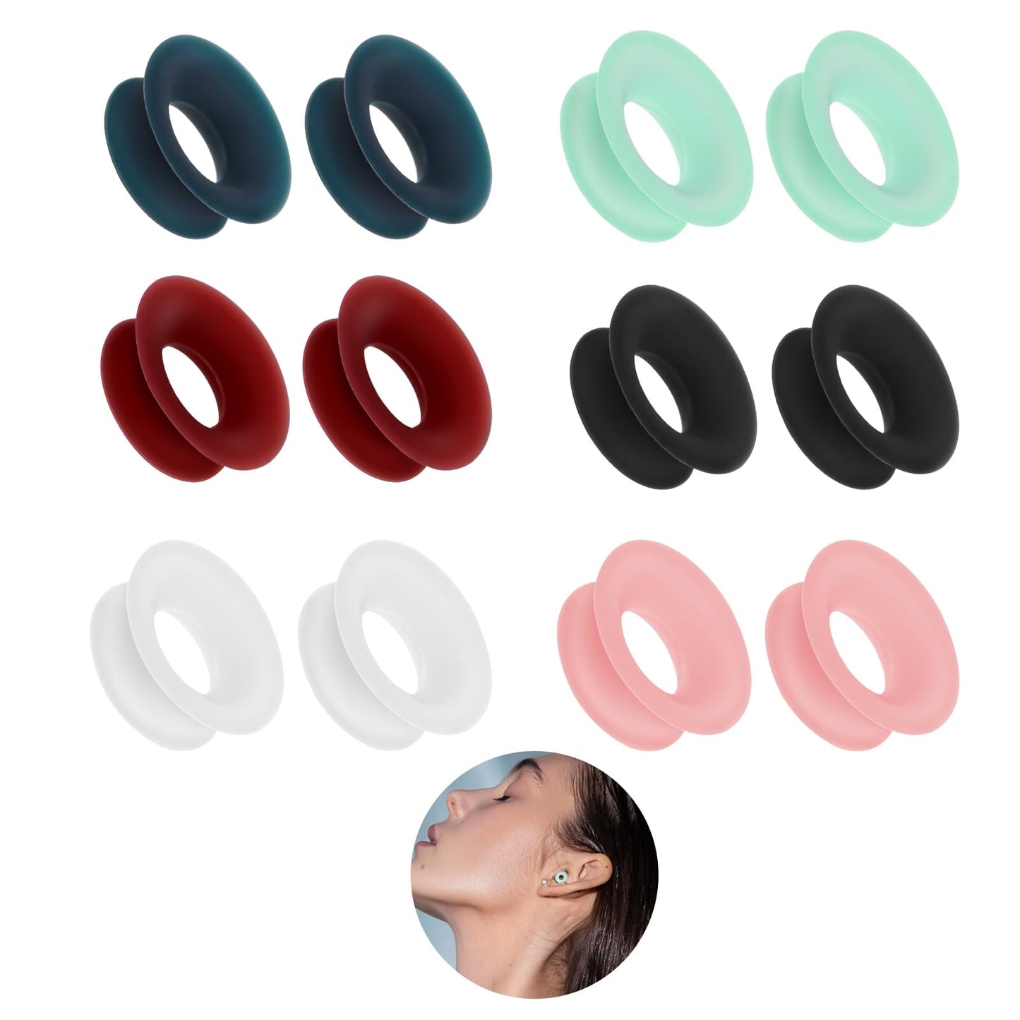 Wanmu 12 Pcs Earplugs Mute Style Pack for Earplugs, 5 dB Noise Reduction Silicone Ear Plugs, Mute Insert Style Pack Earplug, Quiet Ear Plug Accessories for Home Library Office