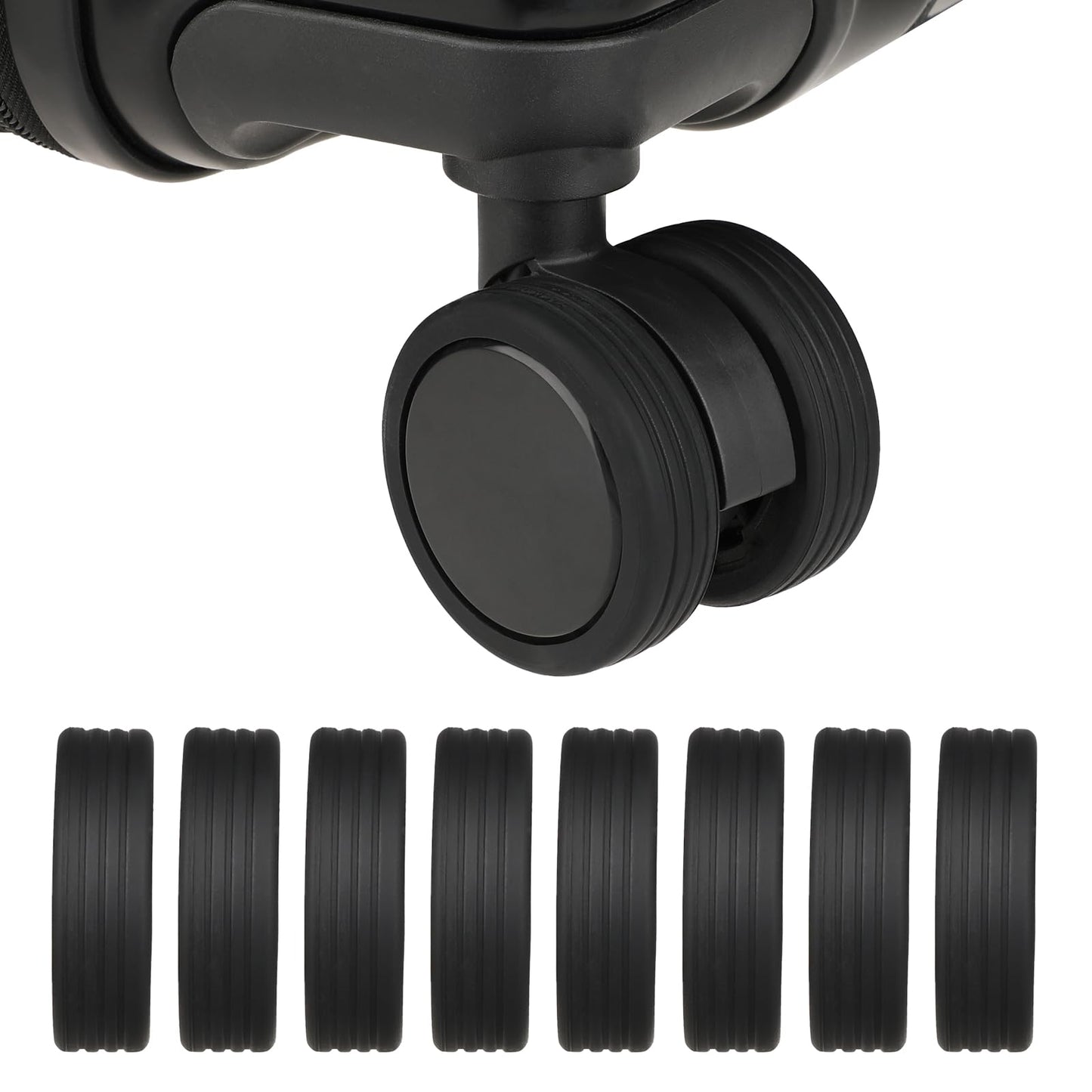 Dimeho 8 Pack Luggage Wheel Covers Silicone Suitcase Spinner Protector Replacement Anti Scratch Silent Office Chair Caster Wheels Cover Sets for Most Spinners Carry-on Reduce Noise