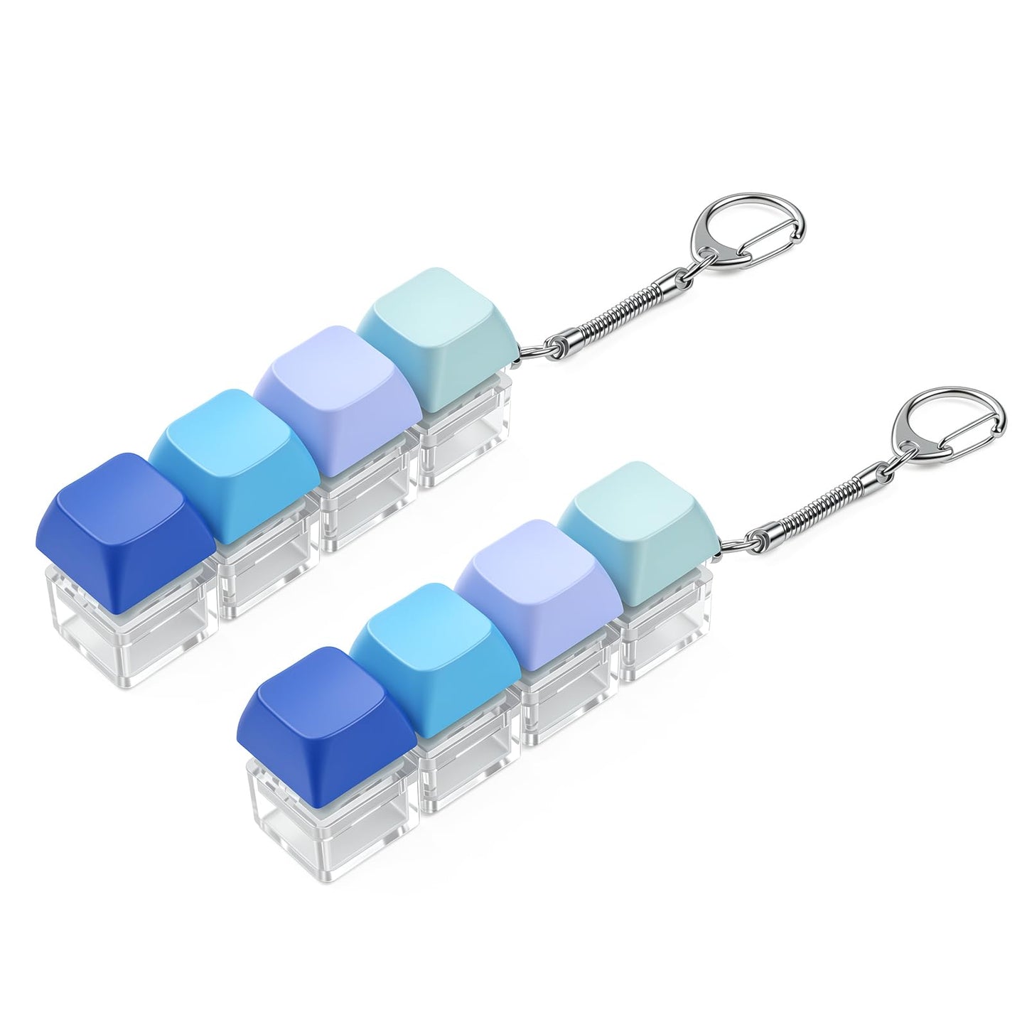Qianyu 2 Pcs Keyboard Fidget Toy Silent and Loud Keyboard Fidget Keychain Fidgets Clicker Keychain Keyboards Fidgets Clicker Cube Mechanical Key Button Clickers for Adults Office Home