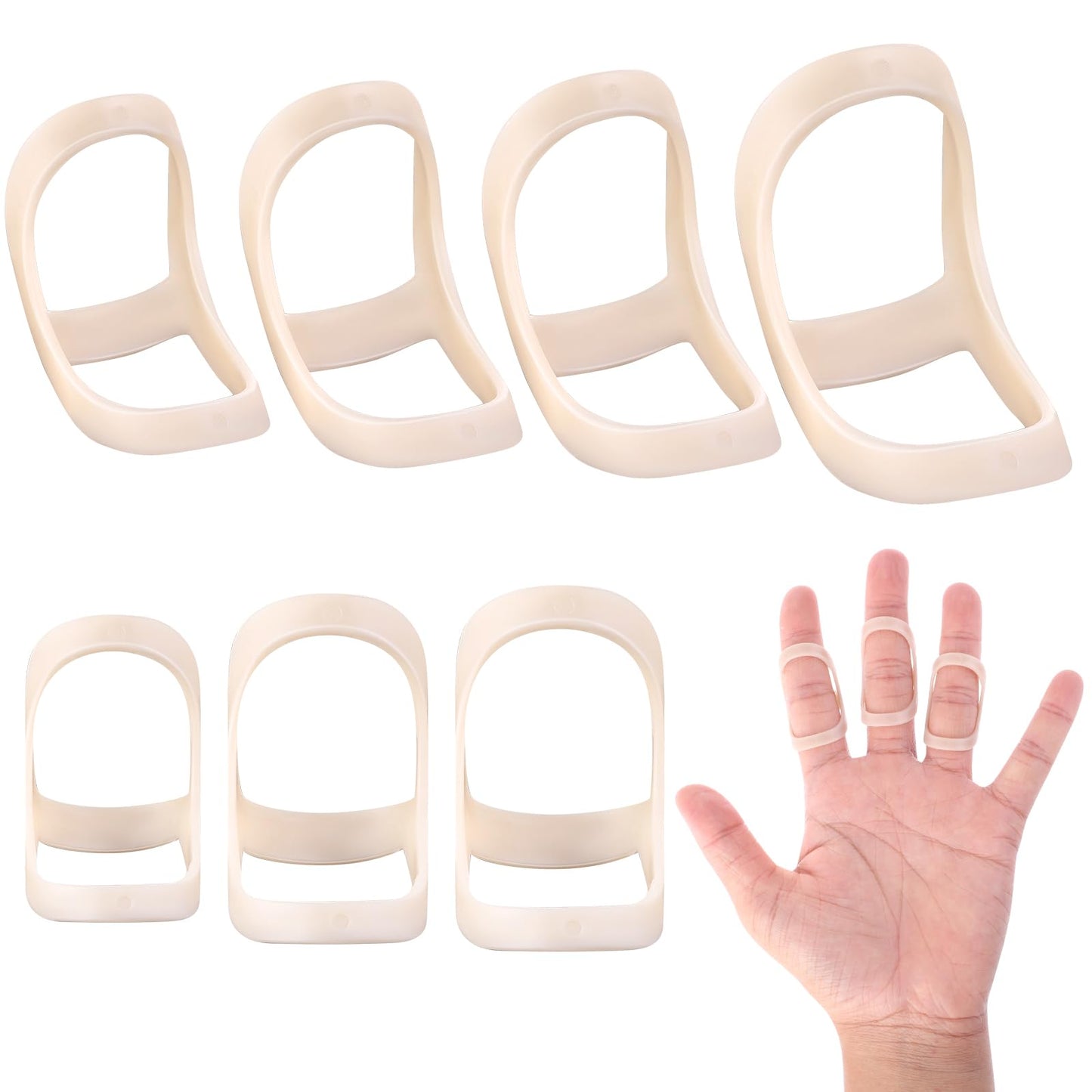 COMNICO 7 Pcs Oval Finger Splint Waterproof 7 Graduated Trigger Finger Straightener Brace Support Sleeves Kit for Thumb/Ring/Middle/Index Arthritis Relief Pain