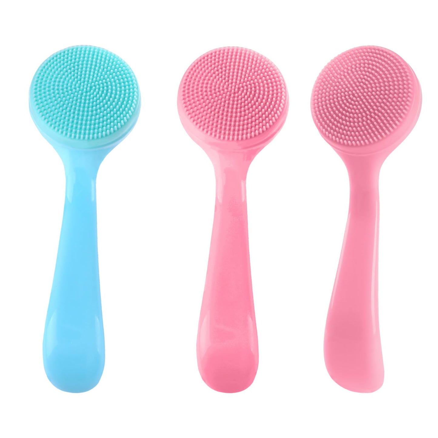 3Pcs Face Scrubber Silicone Manual Facial Cleansing Brush Skin Friendly Waterproof Face Cleaning Scrubber Handheld Exfoliator Soft Bristles Scrubber for Blackhead Whiteheads Makeup Residues Removal