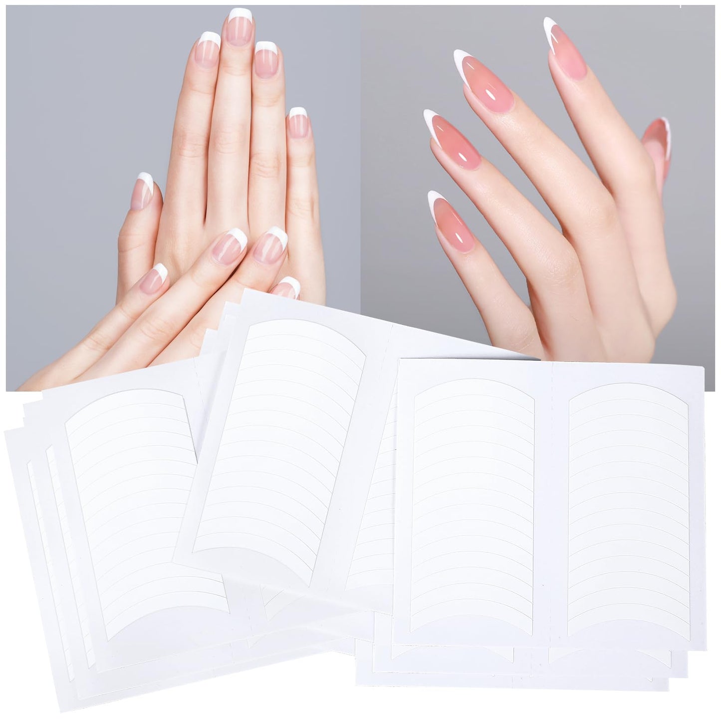 Sibba Nail Stickers Art 70 PCS French Tip Decals DIY Tool Manicure Strips Sticker Kit Polish Stencils For Stamp Toe Design Tape White Liner Tips Shaper Nails Pedicure Accessories