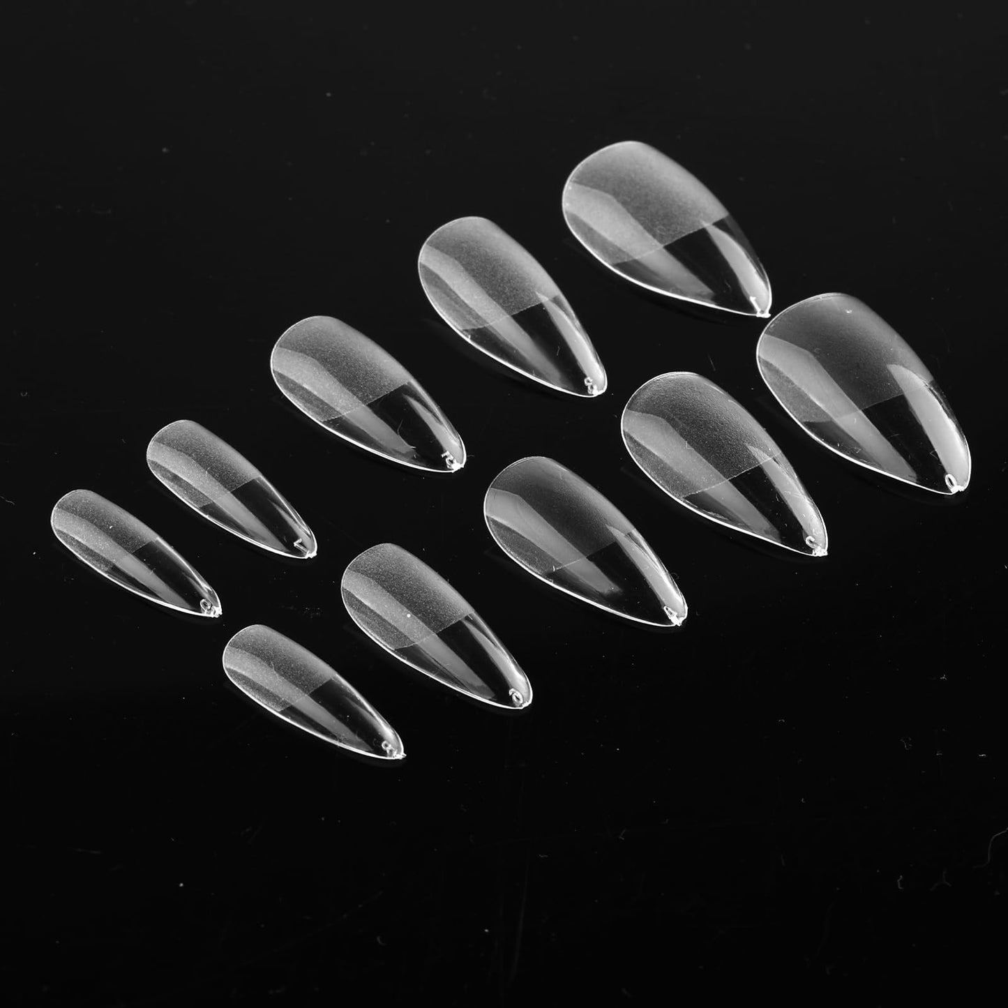 Sibba Almond Nail, 120PCS Clear Pre-Shape False Nails, 10 Sizes Half Matte Full Cover Nails, Gel Nail Tip with Stronger Adhesion, Acrylic Fake Press on Nail for Nail Art DIY, Nail Extension & Salon