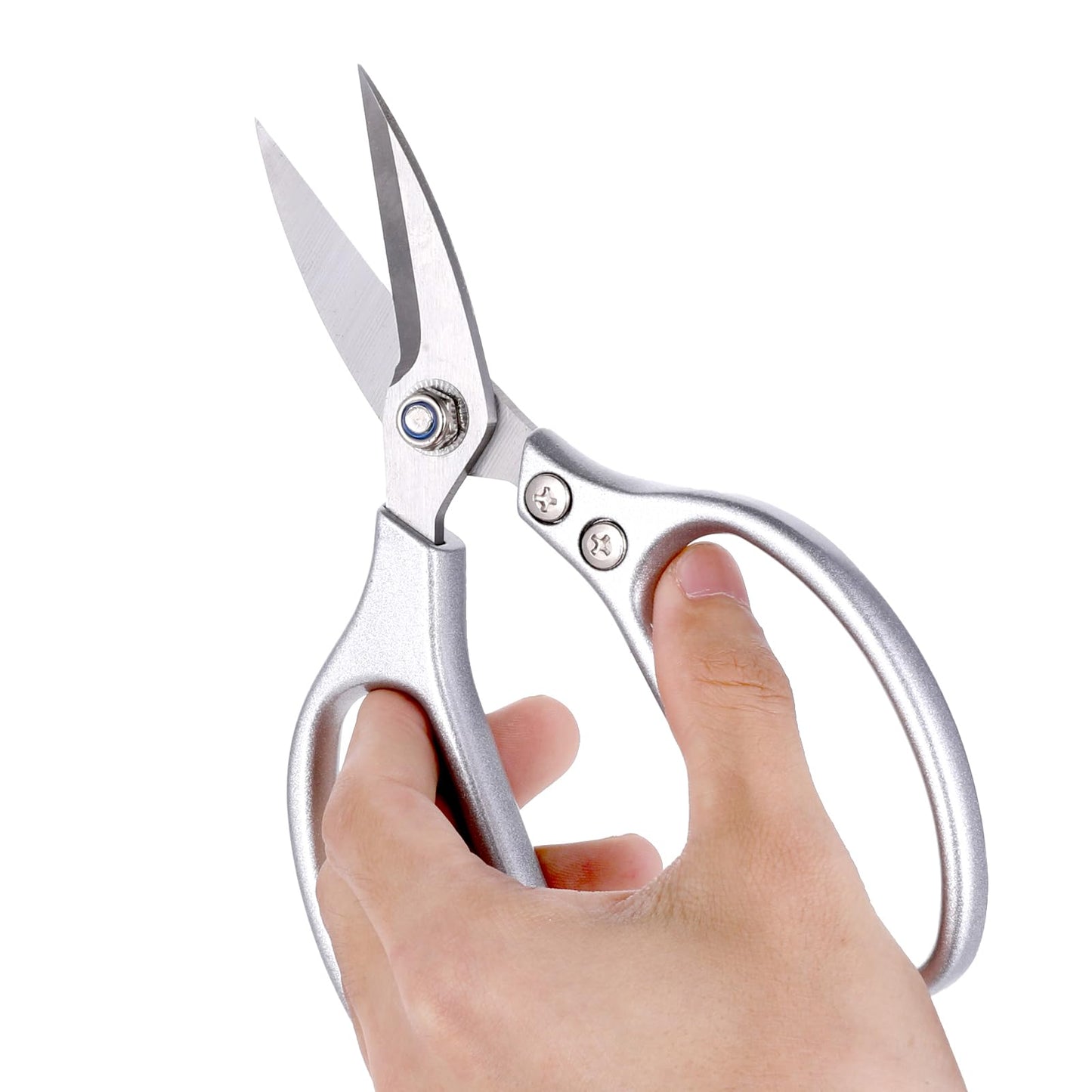 Ptwola All Metal Scissors Stainless Steel Short Blades Sharp Cutting Heavy Duty Shears Large Handle Scissors for Carpet Cardboard Wires Crafting Sewing Fabric Leather Cloth Tailor Belts Office Home