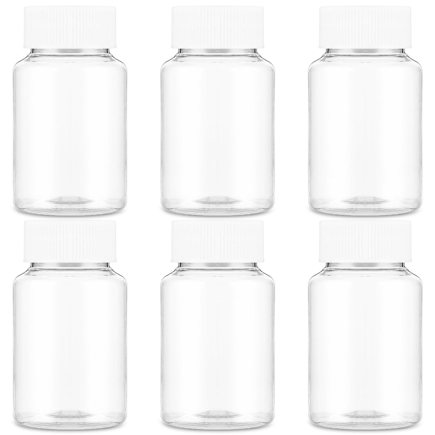 Sibba 6 Pcs Clear Pill Bottle 30ML Empty Medicine Organizers Container Bottle Jar Powder Box Storage Transparent Reagent Containers Dispenser Leak Proof Caps Receptacle for Toiletries Counter Labels