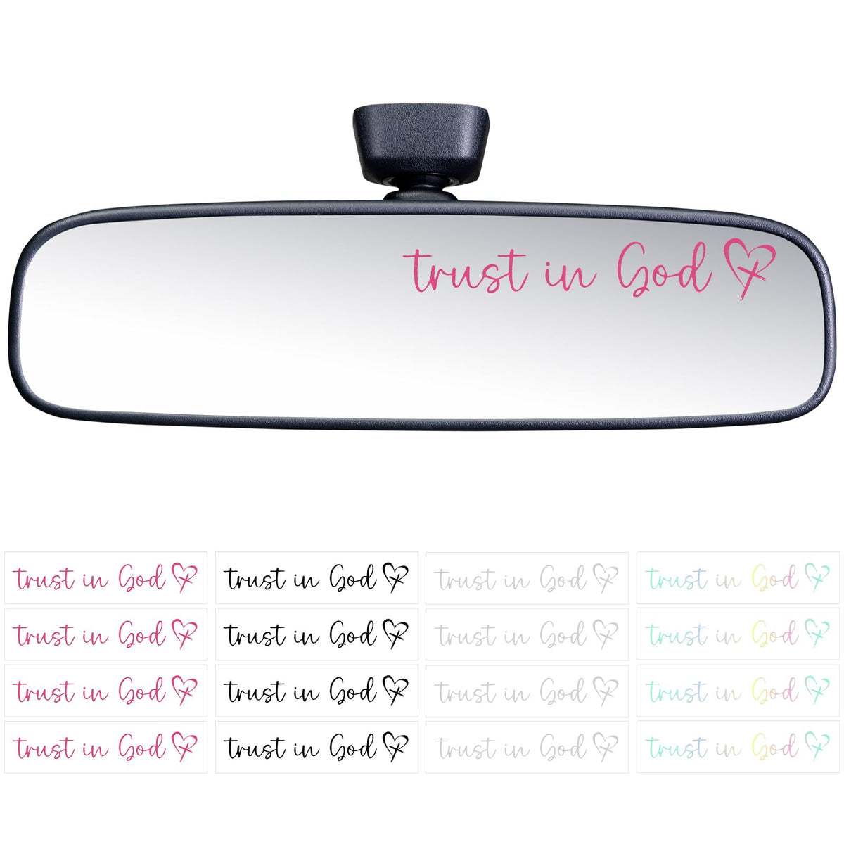 YUXIANLB Pack of 16 Rear View Mirror Stickers, Confidence in God Motivational Stickers, Christian Affirmation Stickers for Car, Laptop, Window, Refrigerator, Waterproof, Removable, Cute Decoration