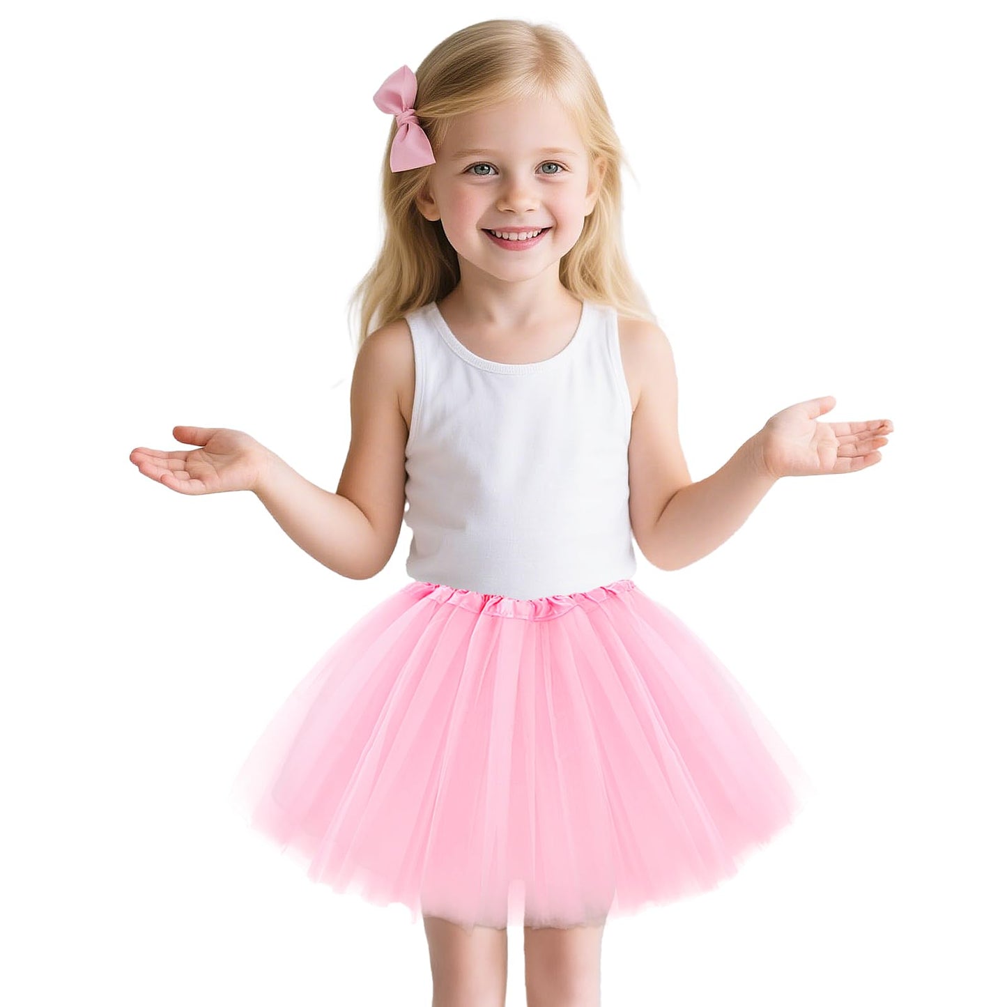 2Pc Tutu Skirts for Women Tulle Ballet Dance Dresses 3 Layered Girl Short Skirt Colorful Running Skirts Princess Rave Costume Halloween (UK, Numeric, 62, Regular, Pink)