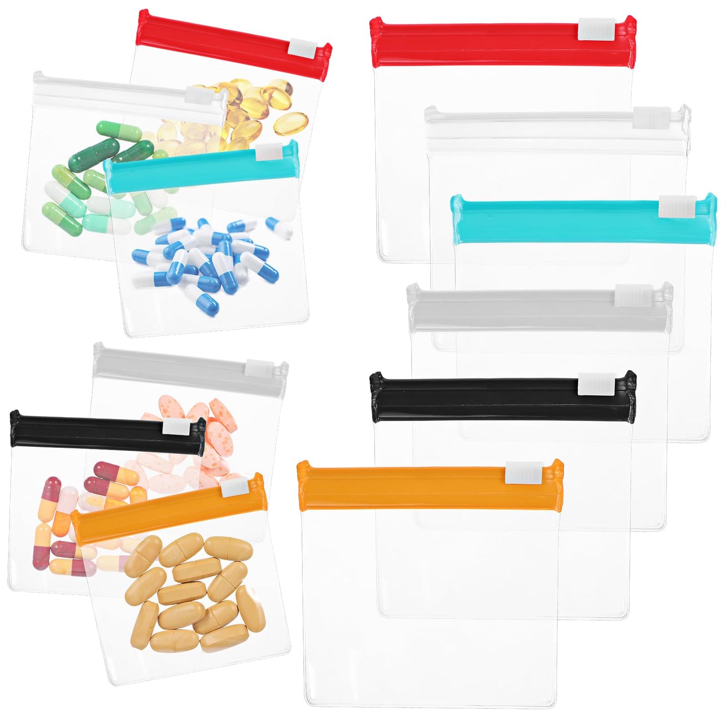12 Pcs Zippered Pill Pouch Slide Lock Storage Bags Reusable Mini Seal Portable Medicine Baggies Self-Sealing Travel Plastic Case for Home Office Organizing Small Items