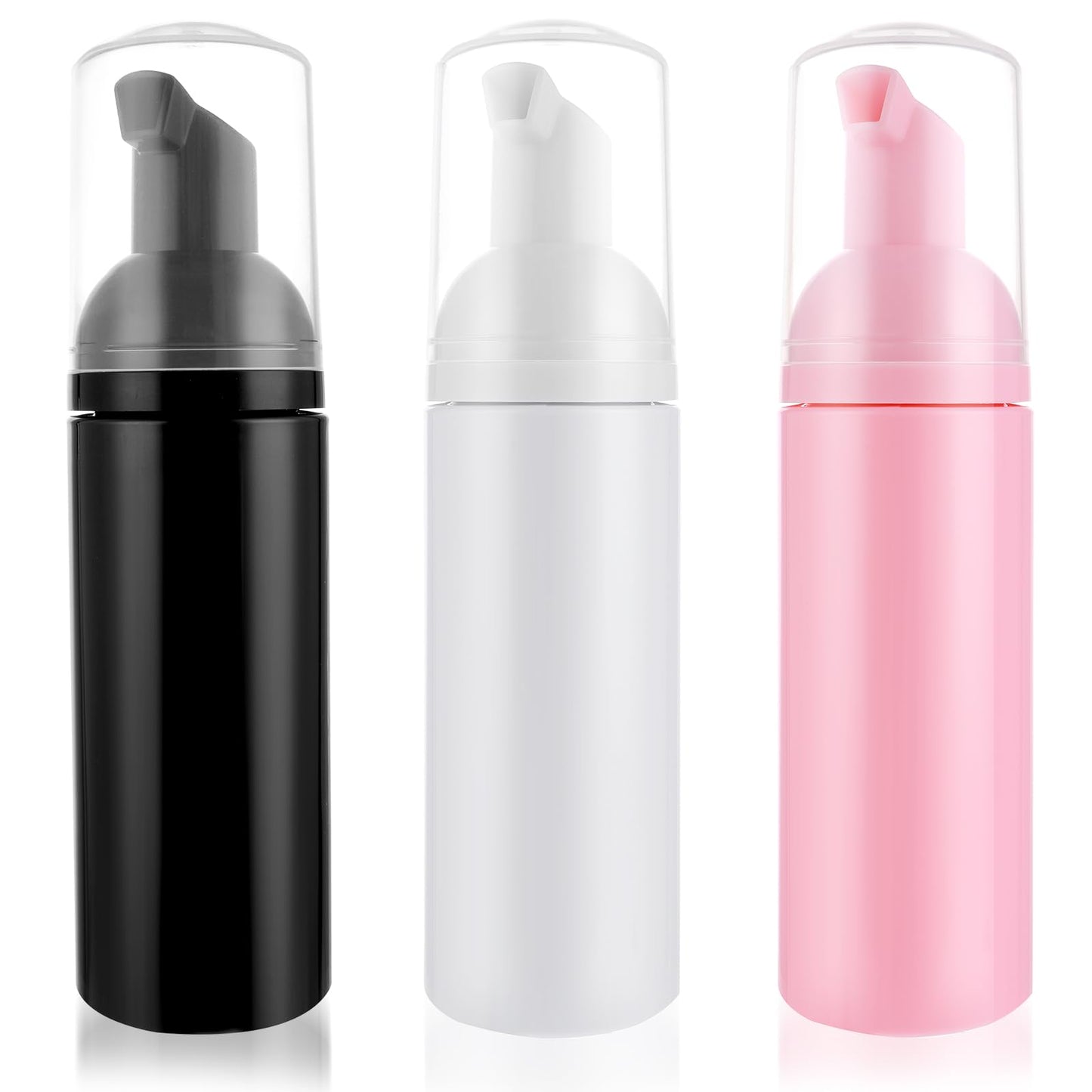 3Pcs Plastic Foam Pump Dispenser Bottle, 2 OZ Soap Foam Bottle, Empty Travel Foaming Dispenser Travel Foaming Hand Soap Bottle Small Refillable Foaming Dispenser for Hand Soap, Lash Cleanser, Shampoo