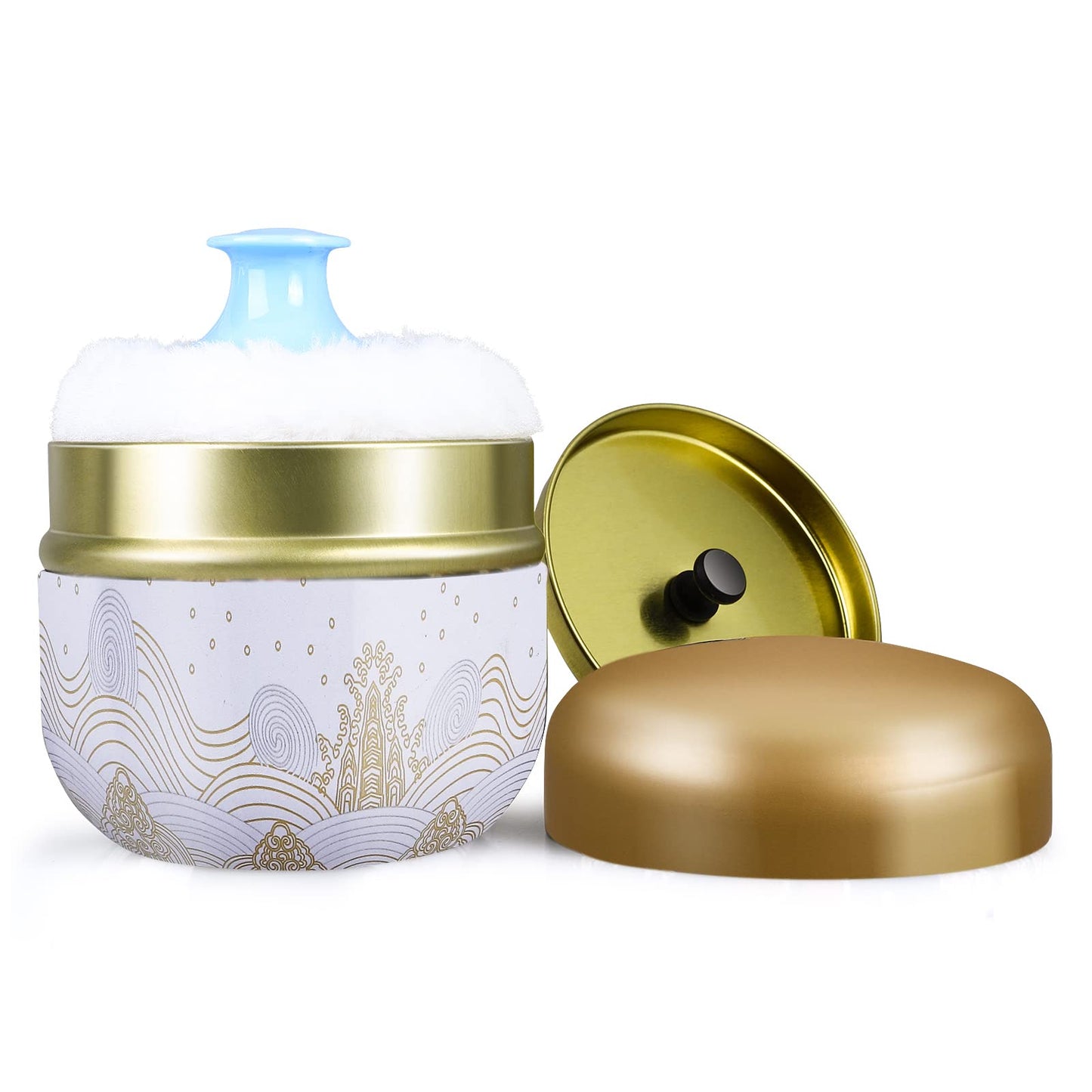 Sibba Powder Case with Powder Puff for Body Powder Empty Container Dusting Powder Box Baby After Bath Powder Puff Kit Makeup Powder Dispenser Case (Yellow)