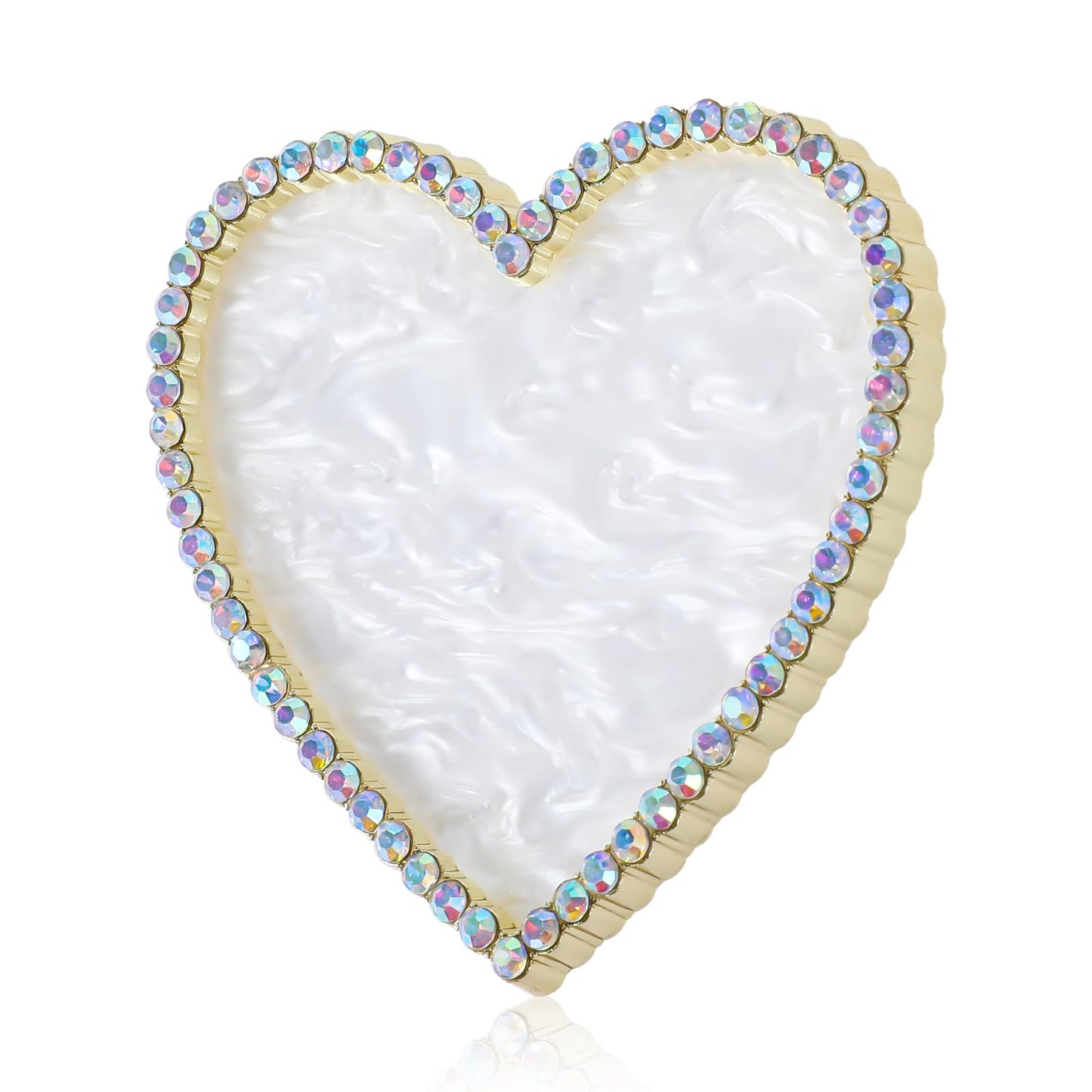 Sibba Resin Nail Art Palette, Golden Edge Nail Mixing Palette with Diamond, Polish Color Mixing Plate, Nail Holder Display Board, Heart Shape Cosmetic Mixing Tools for Women and Girls(White)