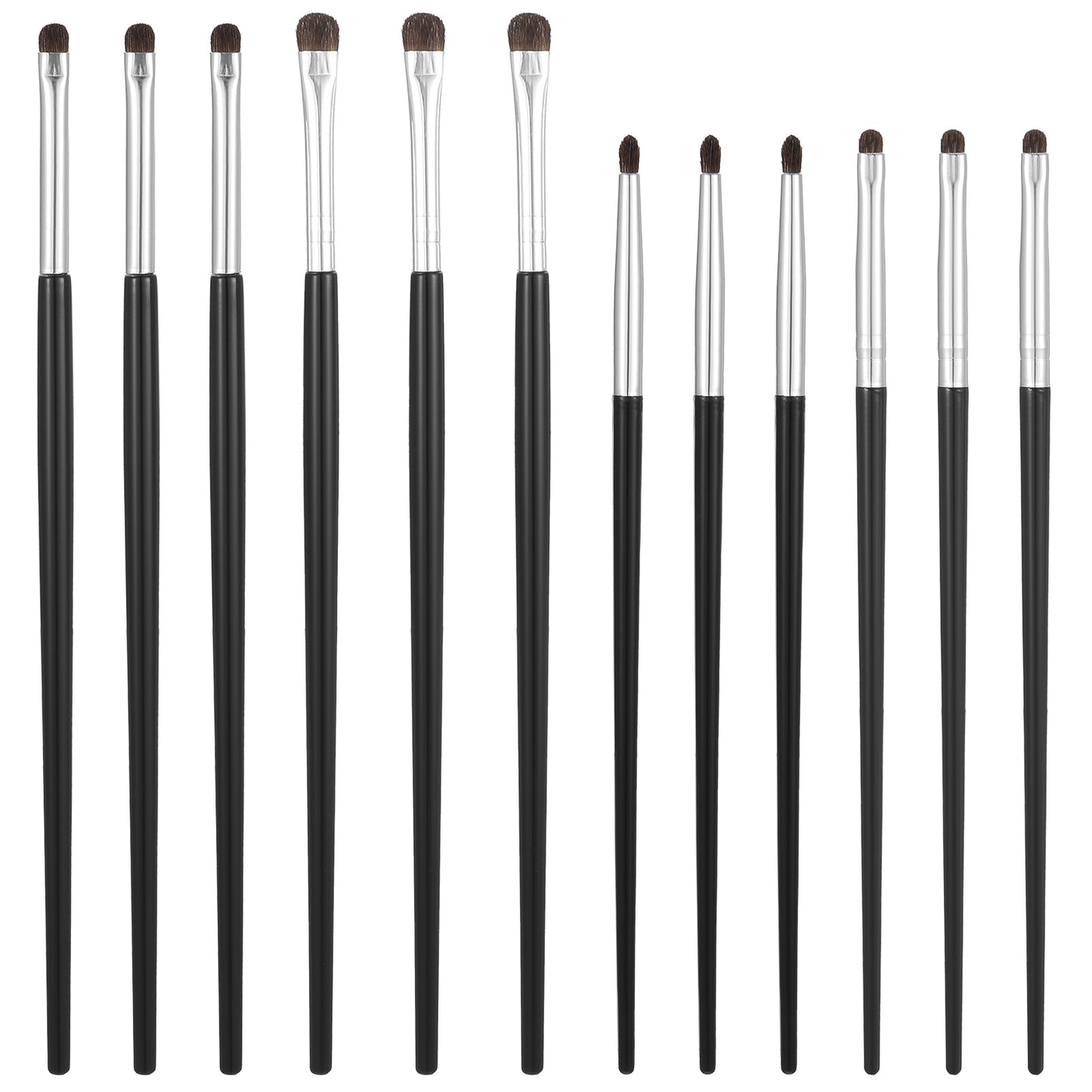 Wanmu 12Pcs Eye Makeup Brush Set, Eyeliner Brushes & Eyeshadow Blending Brush with Mini Smudge Brushes for Gel, Cream, Liquid, Cream Concealer - Soft Natural Pony Hair, Black