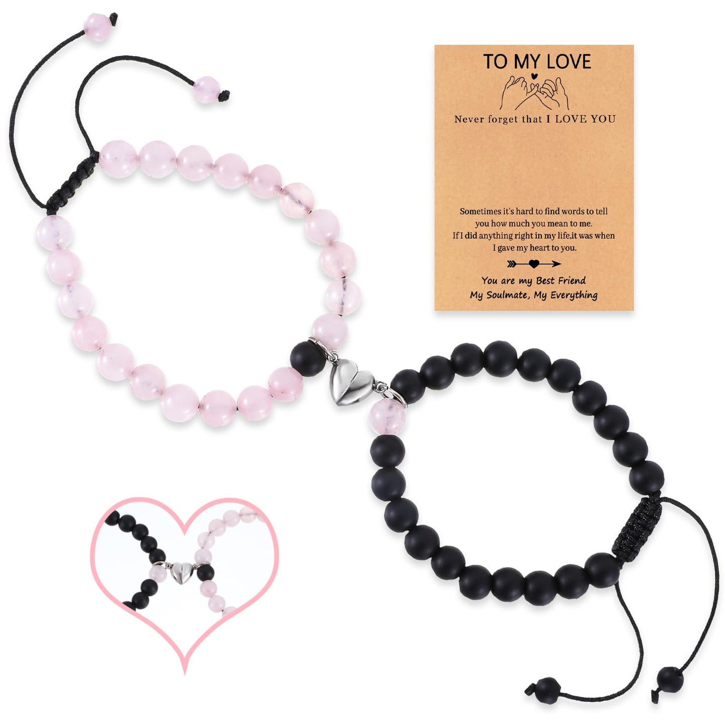 Sibba Couples Bracelets 2Pcs His and Her Matching Bracelets Long Distance Relationship Heart Shape Jewelry Link Chains for Anniversary Boyfriend Girlfriend Wrist Christmas Valentines