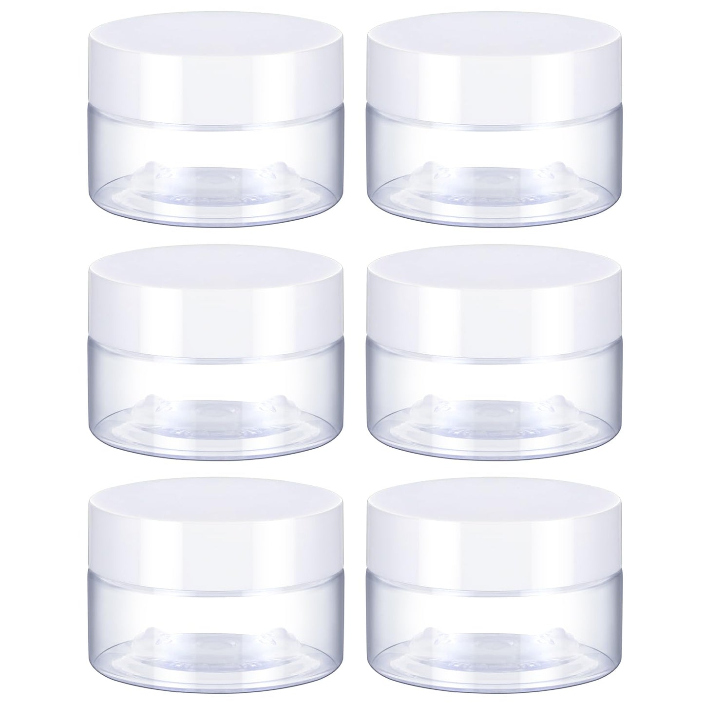 6pcs Round Clear Wide-mouth Leak Proof Plastic Container Jars with Lids Makeup Travel Jars Cosmetic Jars Slime Sample Jars for Storage Beauty Products Face Creams Oils Salves Ointments DIY Making