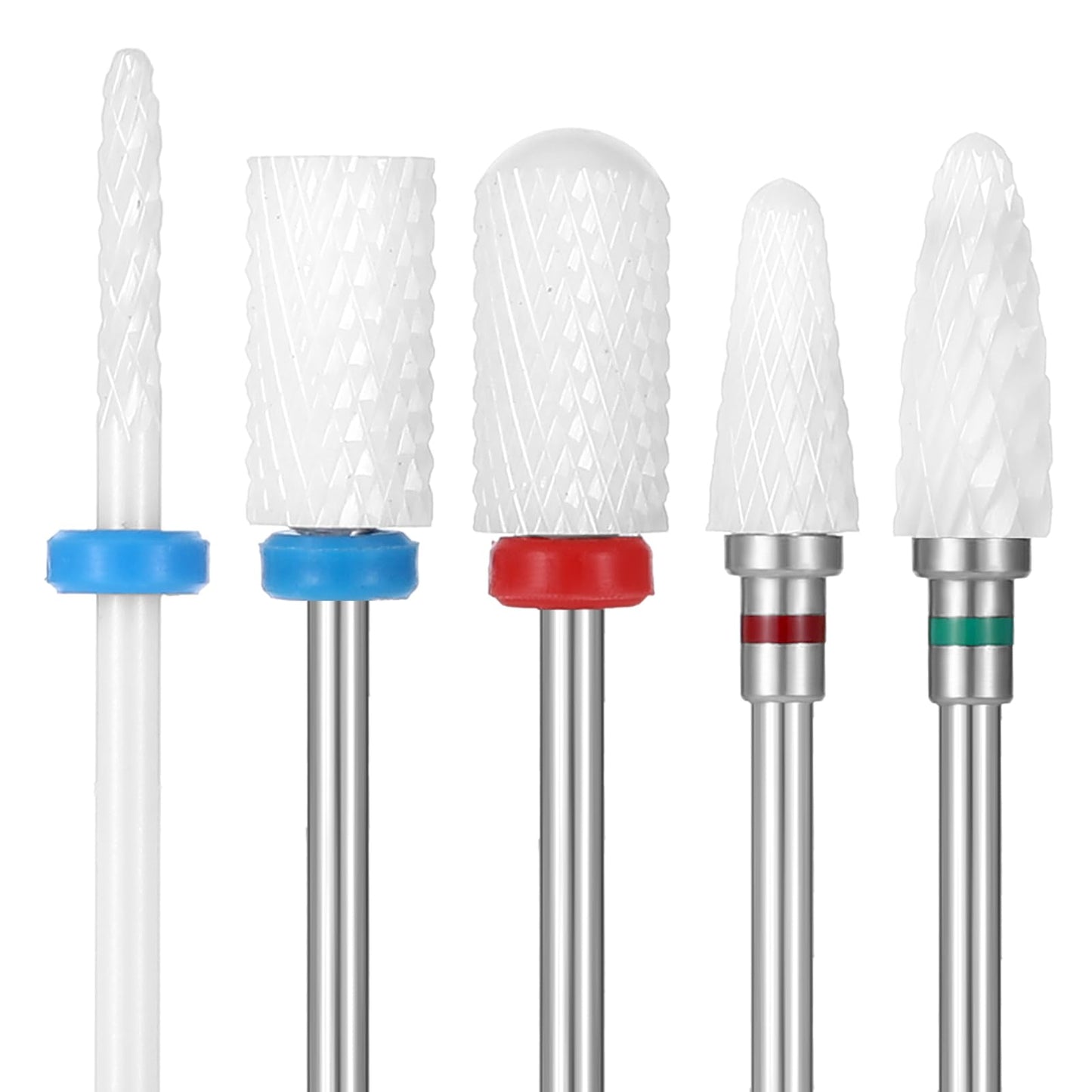 Wanmu Ceramic Nail Drill Bits, 3/32'' Professional Acrylic Nail File Drill Bit Set Fast Remove Acrylic or Hard Gel Nail Drill Bit for Manicure Pedicure Salon Professional or Beginner