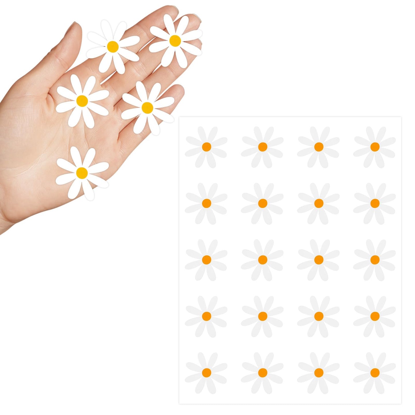 200pcs Cute Aesthetic Daisy Decals Little Daisy Stickers Small Vinyl Floral Decal White Spring Floral Party Supplies Favors for Laptop Water Bottle Phone Car Easter Birthday Wedding Bridal Retro Decor