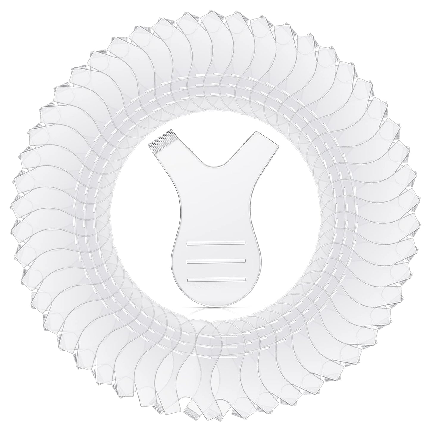 Sibba Mini Y Shape Eyelash Brush Comb 50 Pieces Transparent Silicone Grafting Eyelashes Lift Separator for Lash Perm Rods Extension Cleanup Supplies