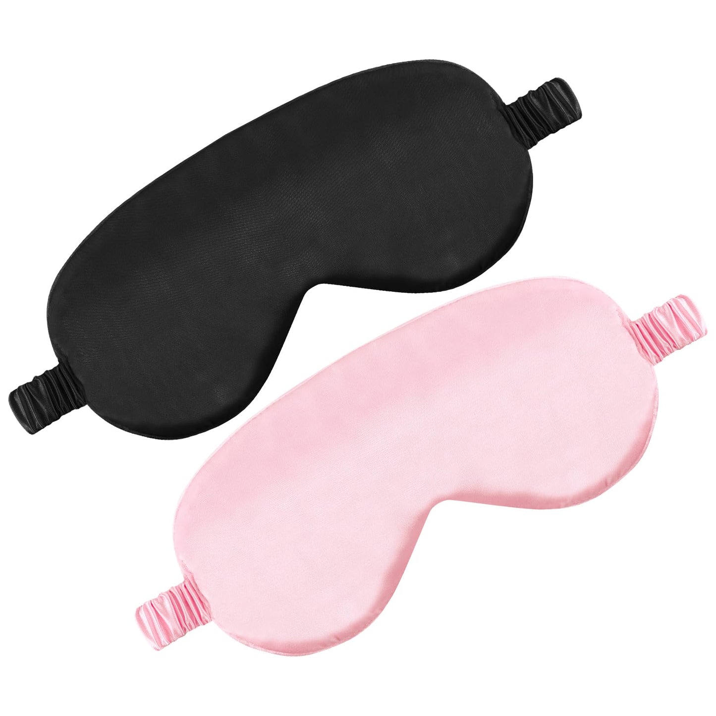 2 Pcs Silk Sleep Mask with Adjustable Strap Soft Blindfold Eye Cover Satin Blackout Eye Mask Deep Rest Eye Sleeping Shade Cover for Women Men Team Building Games Party Night Travel Nap