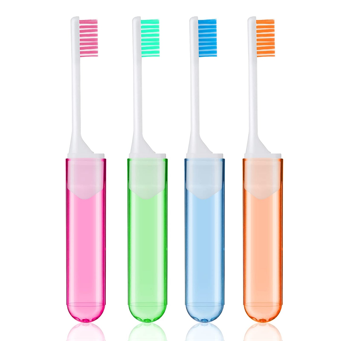 Sibba Toothbrush Covers 4 Pieces Folding Manual Toothbrushes Case Travel Kit Soft Bristles Tooth Brushes Mini Size Portable Brush Coverings Wrapped for Men Women Toddler