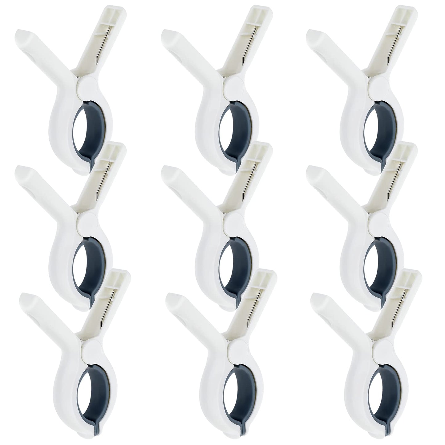 Sibba Towel Clips, 9 PCS Beach Essentials, Heavy Duty Plastic Clips for Clothes, Towels, Blankets, Quilts, Outdoor Use, Pool, Picnic, Clothesline Rope, Bulk Large Clothespins Holders