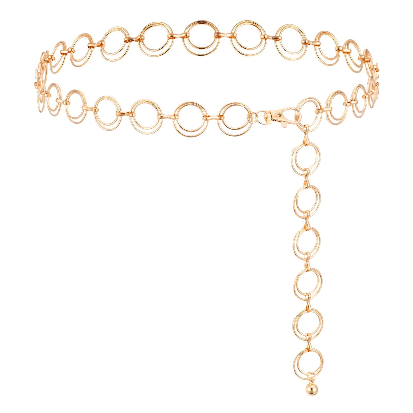 COMNICO Waist Chain Belt, 1Pcs Women Metal Link Body Chain Belt Ladies Metal Link Chain Belt Adjustable Waist Chain Belts Dangling Decorated Skinny Waist Belt Jewelry Belly Link Belt for Jeans Dress