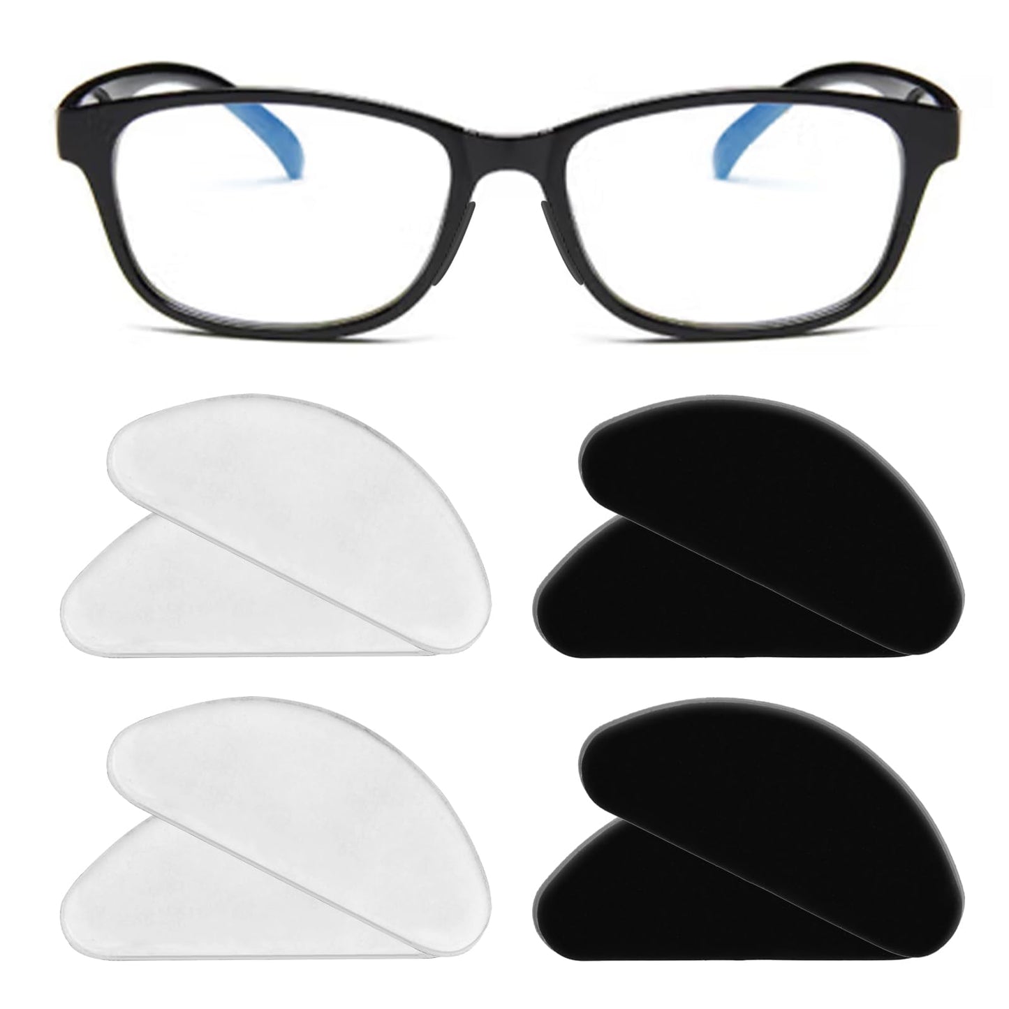 WLLHYF 36 PCS Eyeglass Adhesive Silicone Anti-Slip Nose Pads Stop Glasses from Sliding Down Nose Clear Slip Preventer Soft Silica Gel Nose Pad Cushion for Plastic Frames Sunglasses Eye Wear