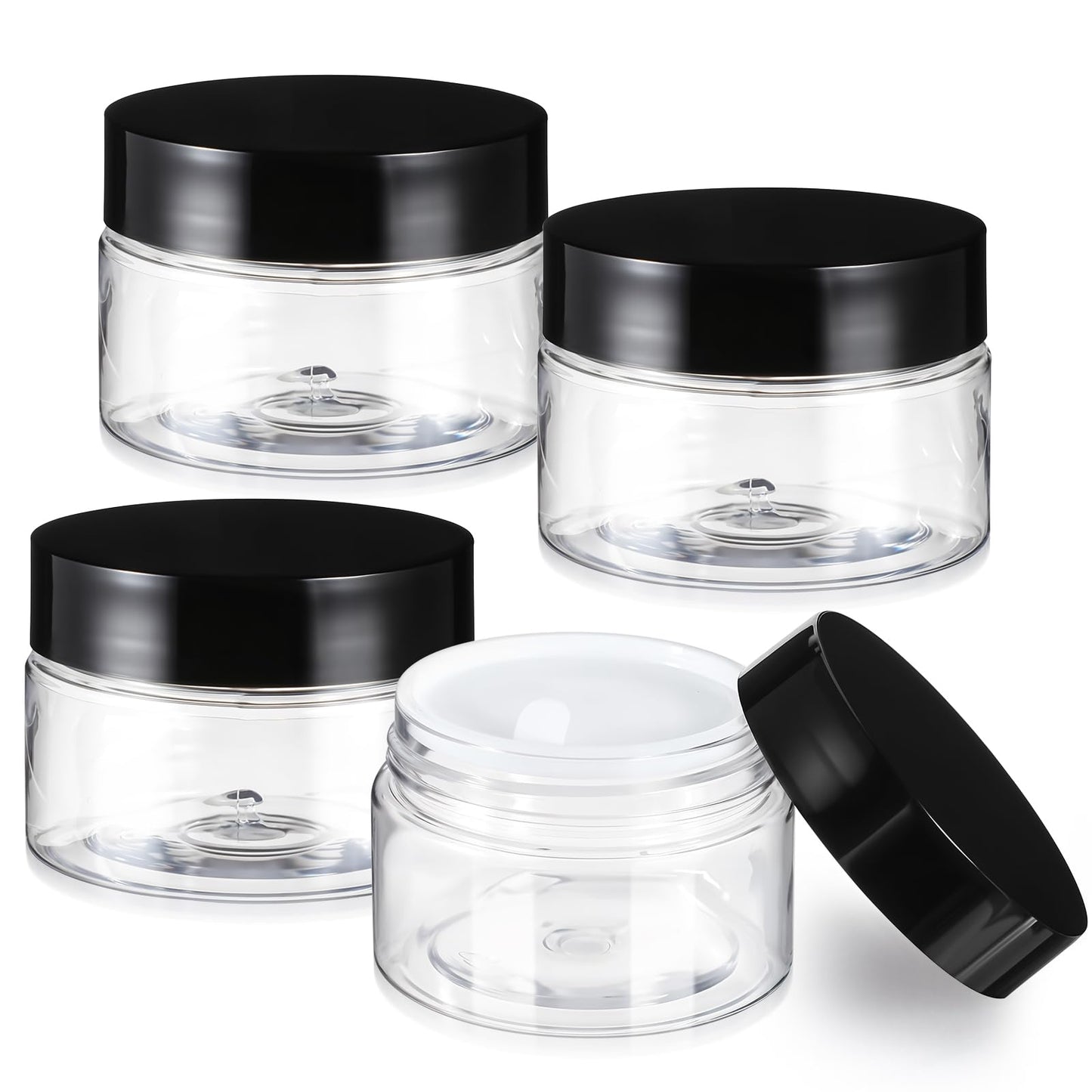 Wanmu Pack of 4 Containers, 30 ml Plastic Cream Jars for Filling Lip Balm Containers Cream Jars Ointment Containers Cream Container Empty Container for Cosmetics Cream Candles Lotions