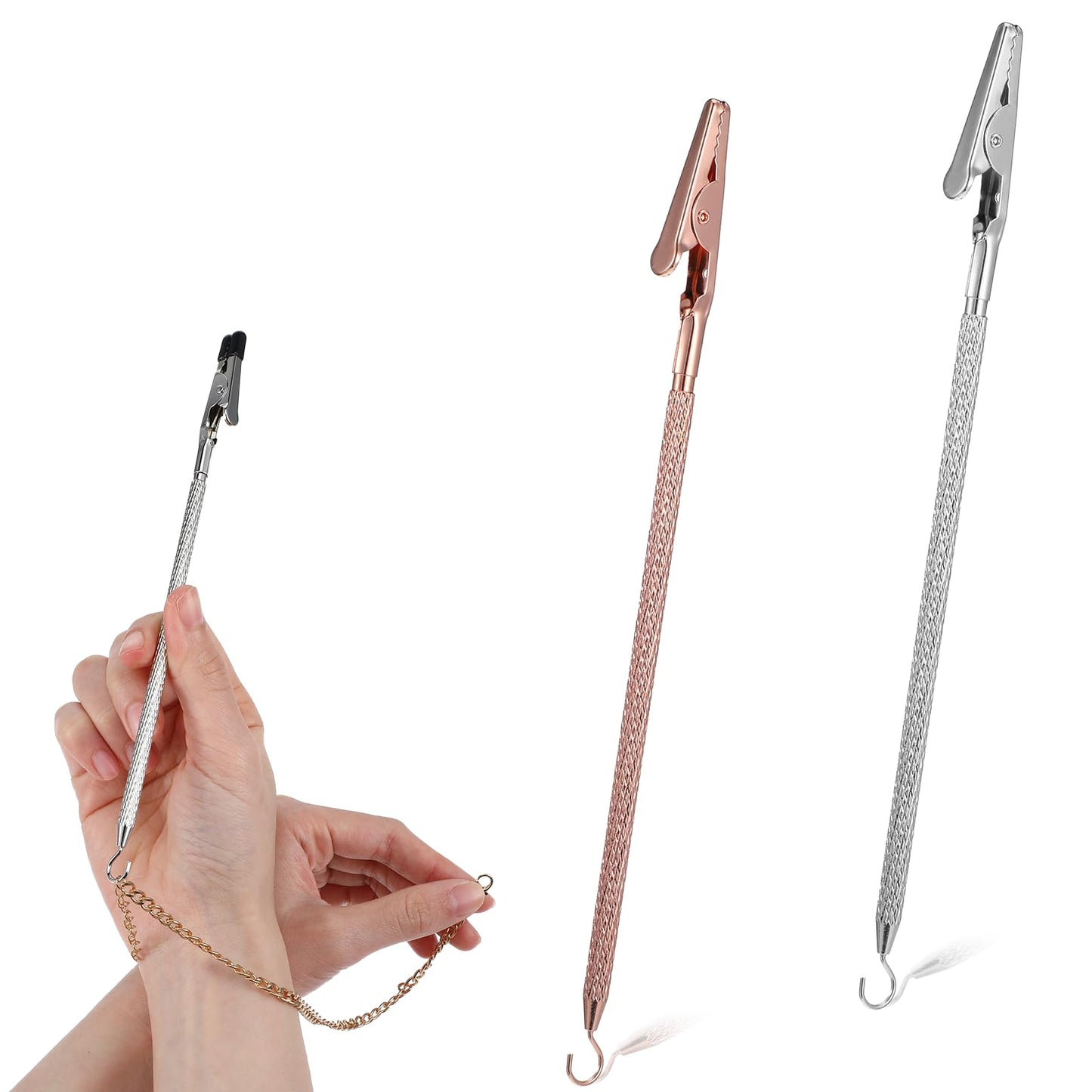 Wanmu 2Pcs Bracelet Helper Tool Hook, Bracelet Helper to Put on Yourself, Wearing Tool Aid Assistance, Metal Bracelet Helper Tool, Bracelet Assist Tool with Hook for Bracelet, Necklace