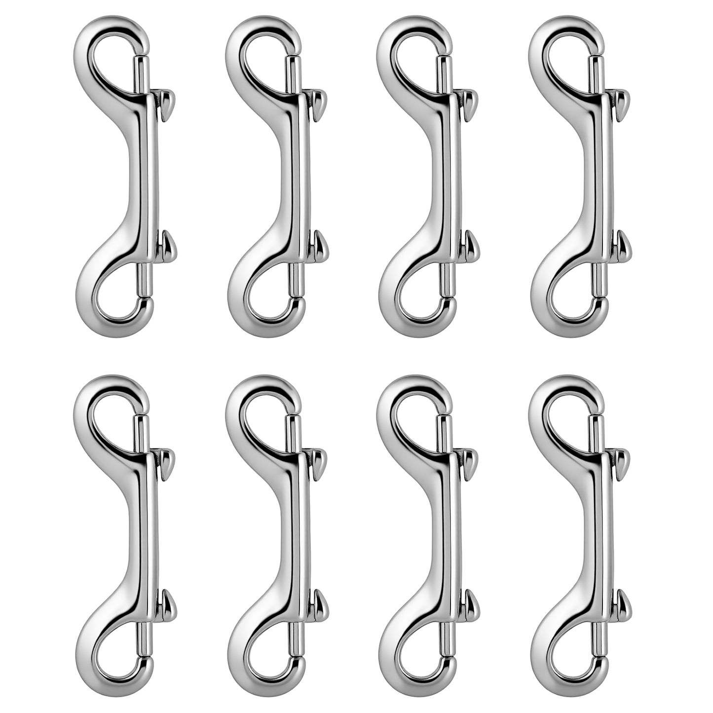 8PCS Double Ended Bolt Snap Hooks 3.5 Inch Zinc Alloy Trigger Metal Clip Silver Diving Clip Trigger Snaps Key Holder Pet for Horse Tack Water Bucket Feed Bucket Dog Leash Horse Pet Sling